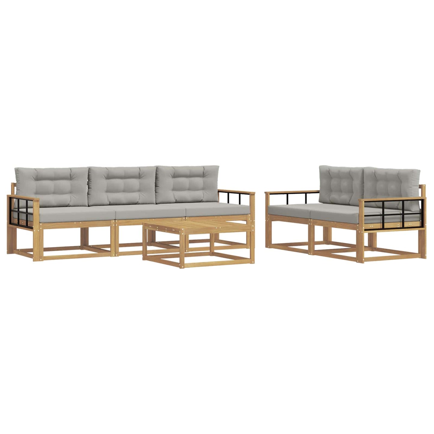 Buiten bankenset met kussen 6 pcs Wit en Lichtgrijs is nu te koop bij PeponiXL, paradijselijk wonen!