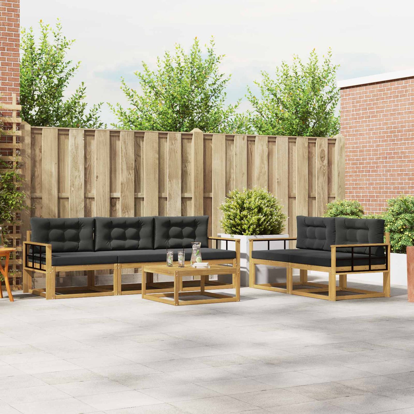 Buiten bankenset met kussen 6 pcs Wit en antracietkleurig is nu te koop bij PeponiXL, paradijselijk wonen!
