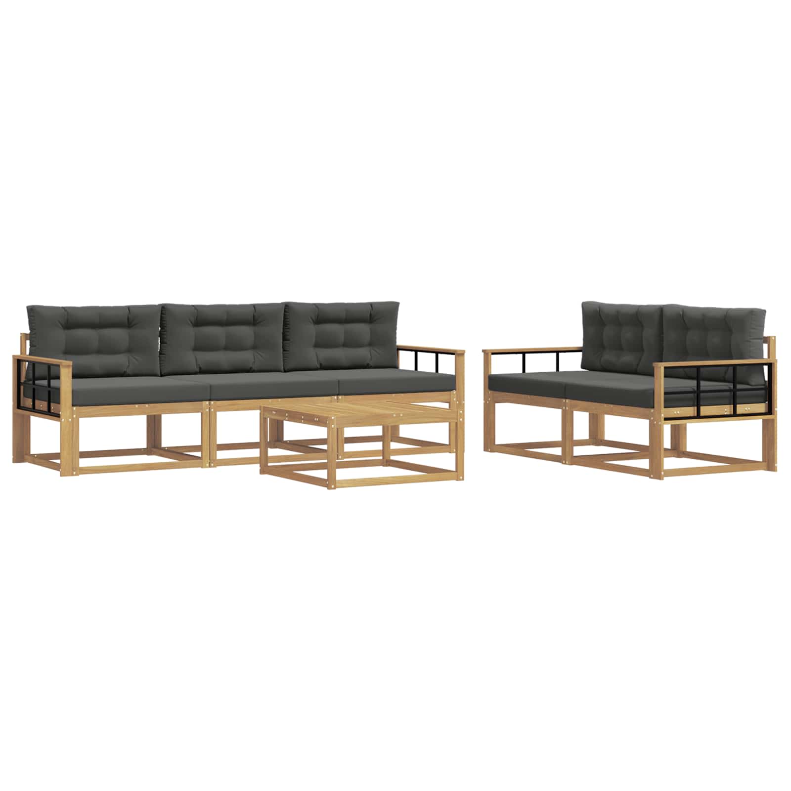 Buiten bankenset met kussen 6 pcs Wit en antracietkleurig is nu te koop bij PeponiXL, paradijselijk wonen!