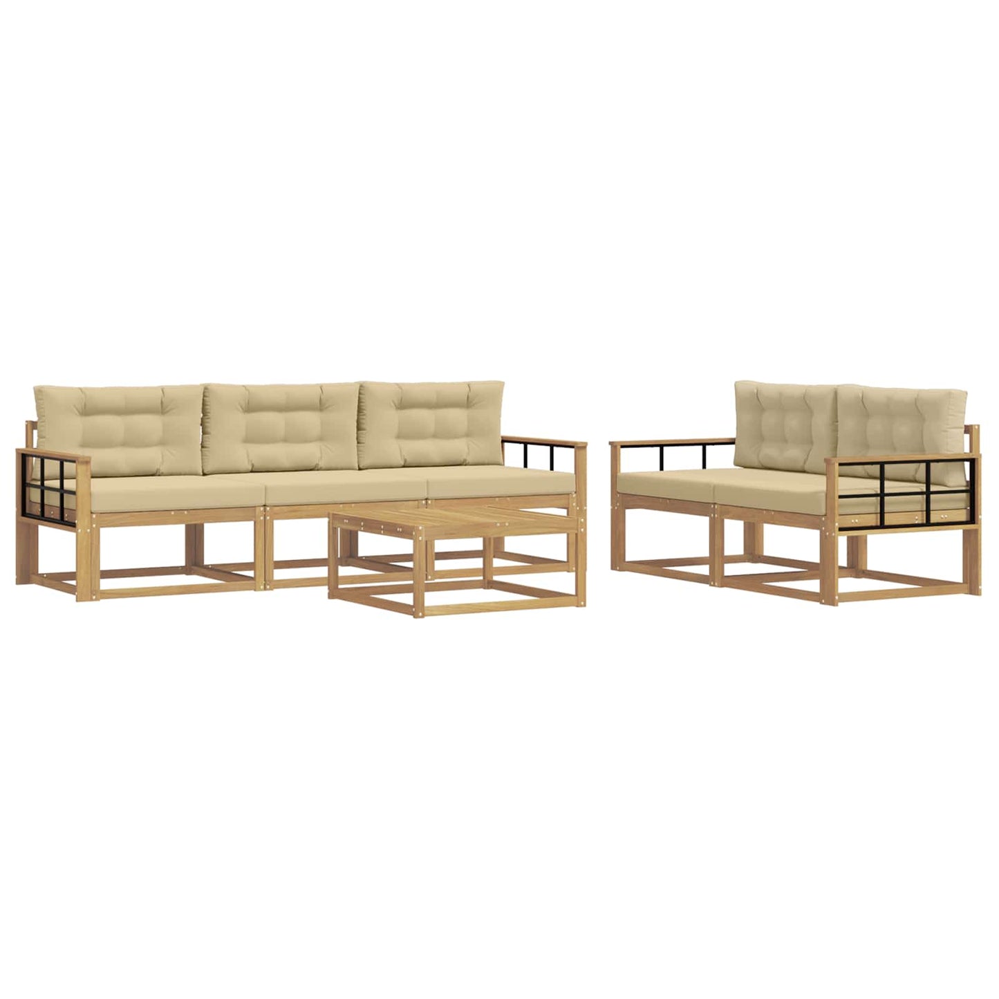 Buiten bankenset met kussen 6 pcs Wit en Beige is nu te koop bij PeponiXL, paradijselijk wonen!