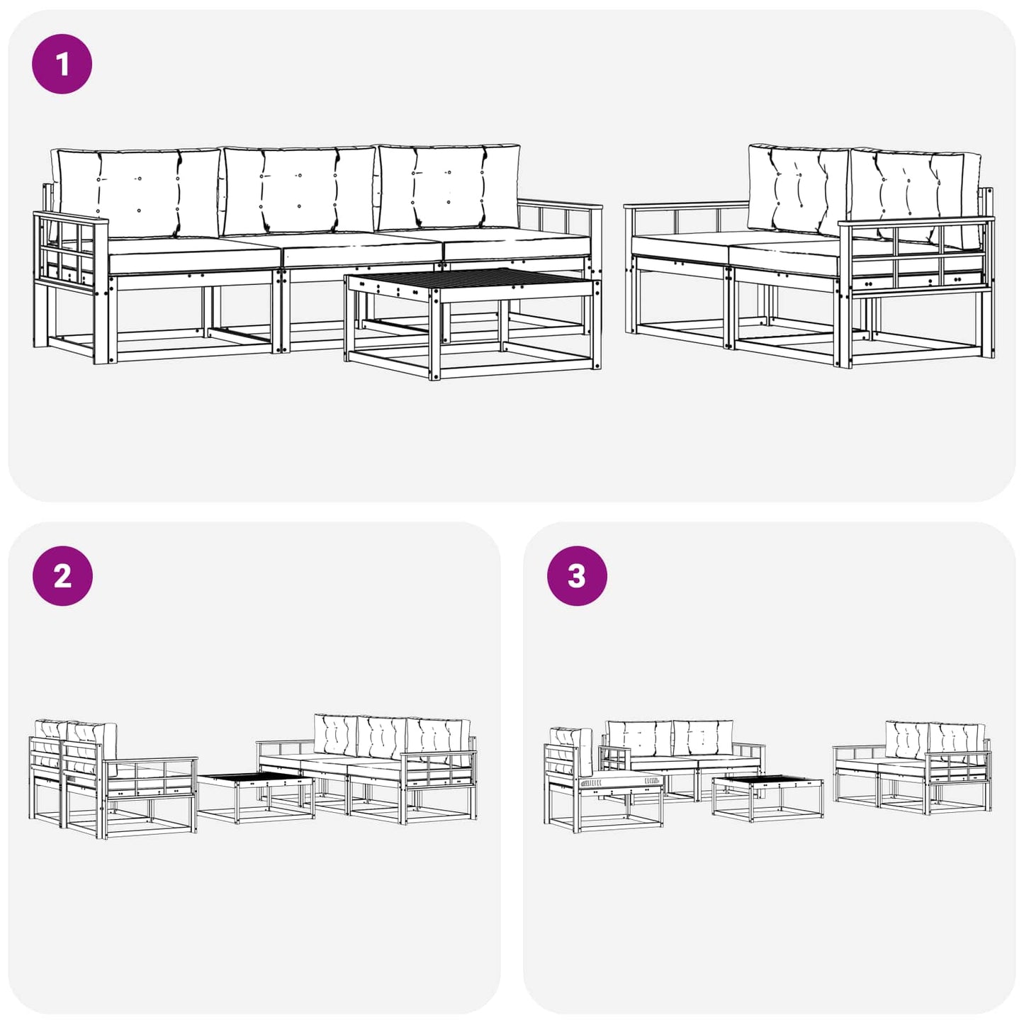Buiten bankenset met kussen 6 pcs Wit en Beige is nu te koop bij PeponiXL, paradijselijk wonen!