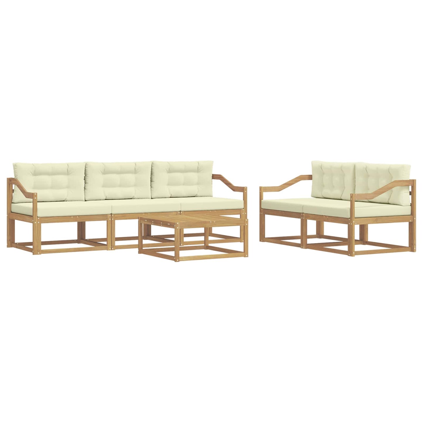 Buiten bankenset met kussen 6 pcs Wit en crèmekleurig is nu te koop bij PeponiXL, paradijselijk wonen!