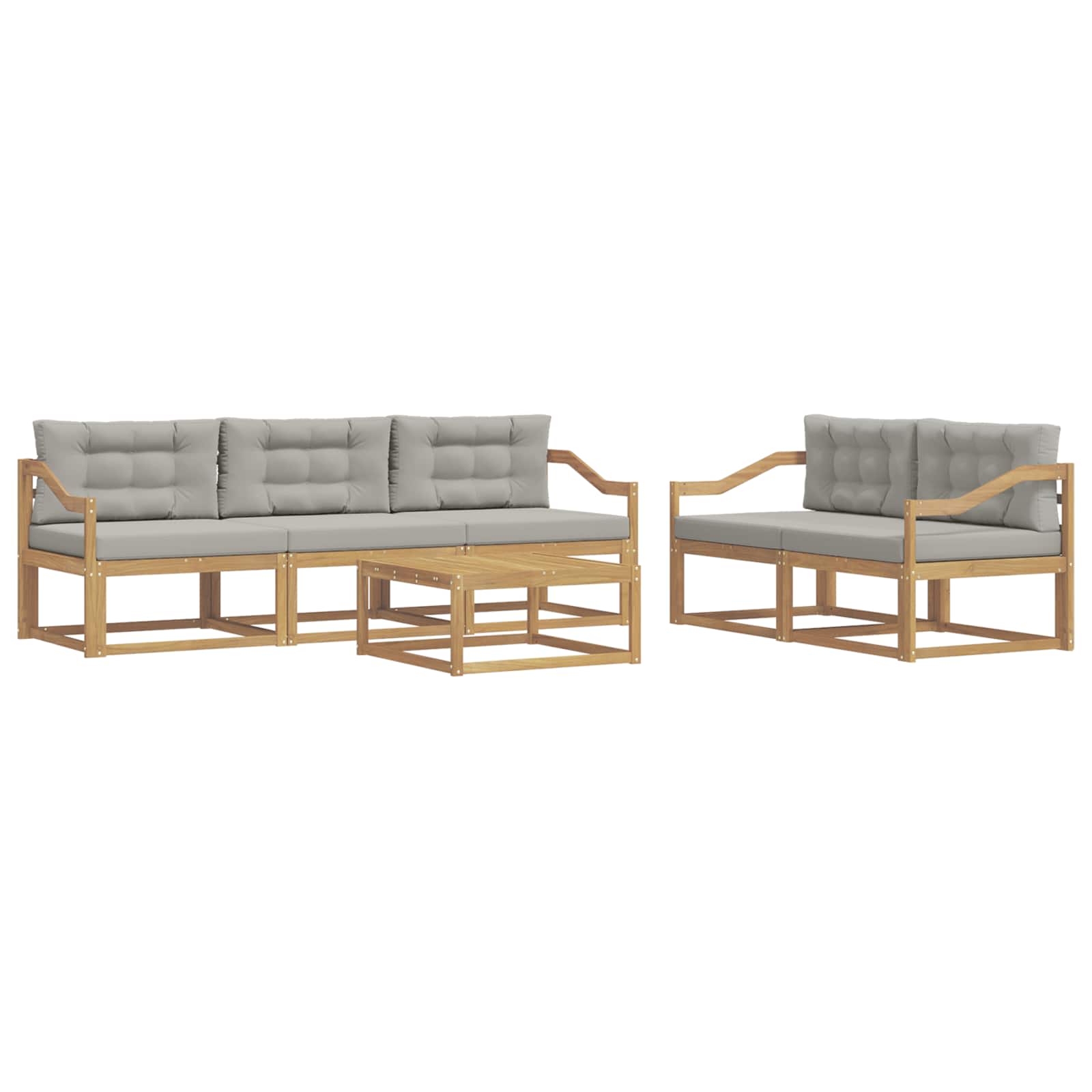 Buiten bankenset met kussen 6 pcs Wit en Lichtgrijs is nu te koop bij PeponiXL, paradijselijk wonen!