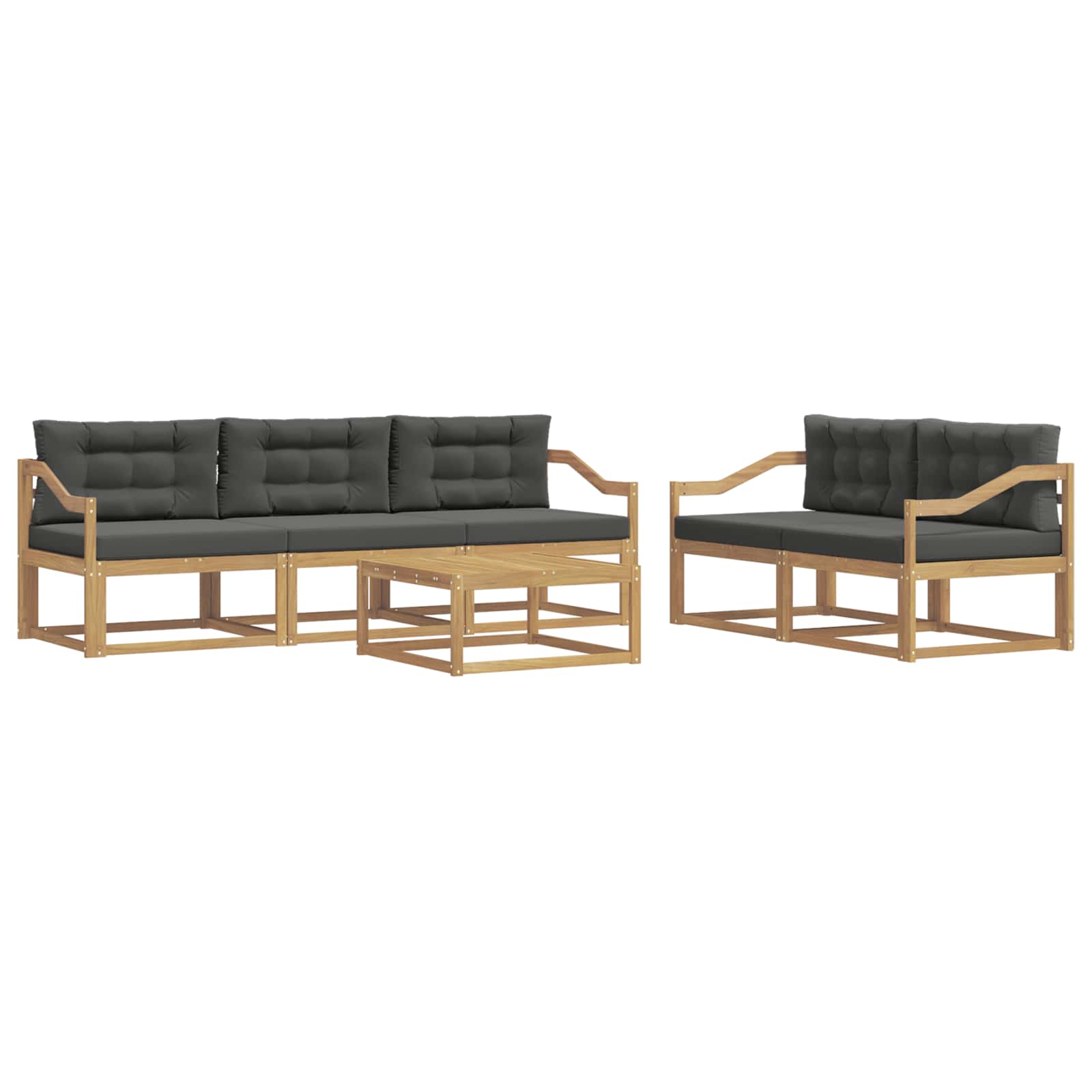 Buiten bankenset met kussen 6 pcs Wit en antracietkleurig is nu te koop bij PeponiXL, paradijselijk wonen!