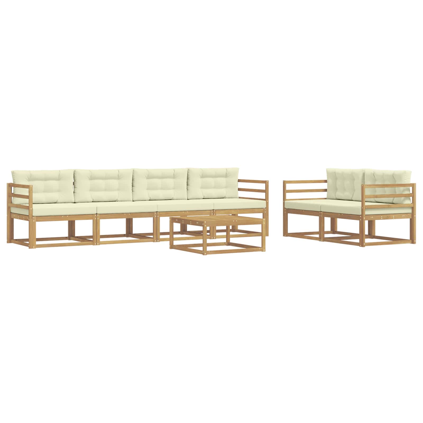 Buiten bankenset met kussen 6 pcs Wit en crèmekleurig is nu te koop bij PeponiXL, paradijselijk wonen!
