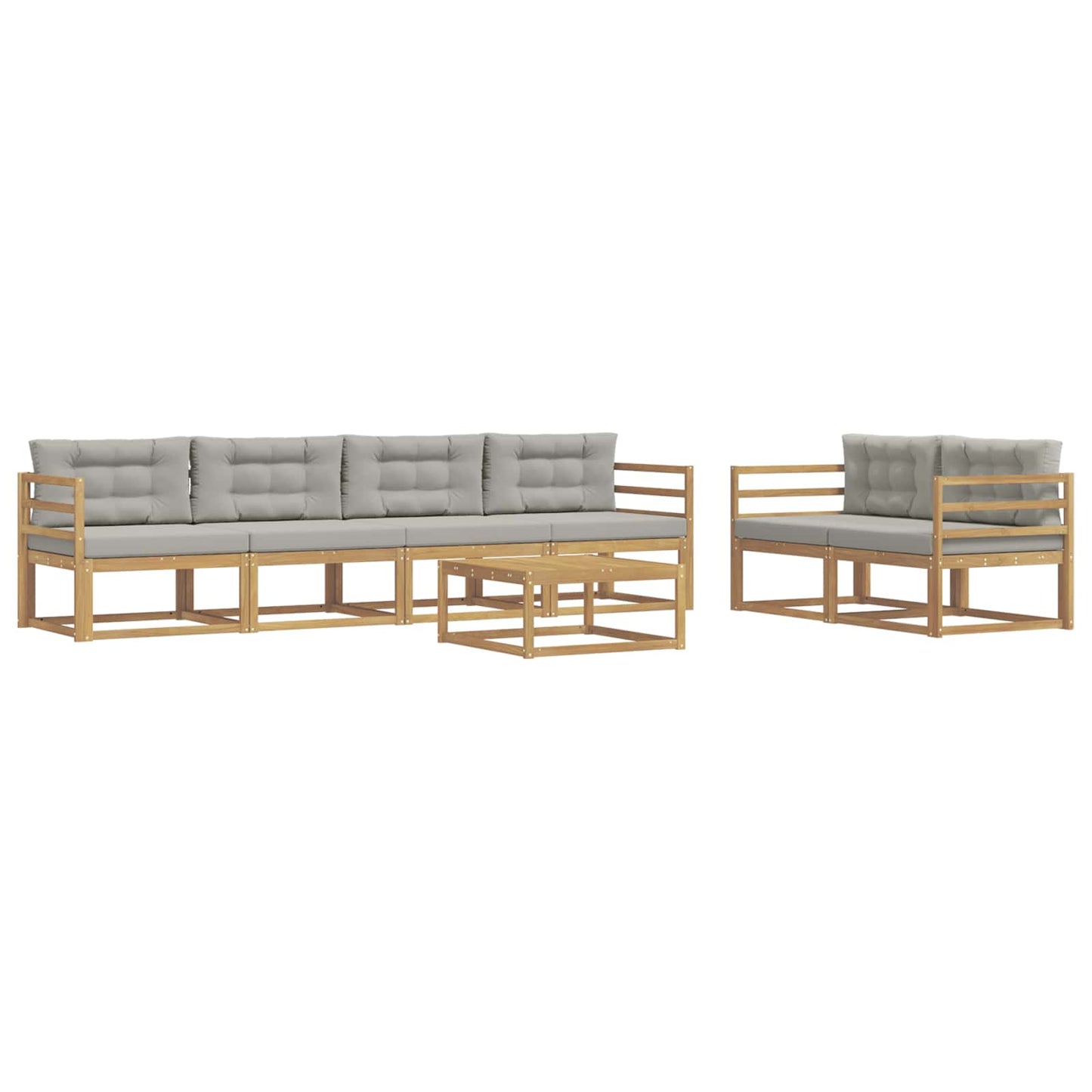 Buiten bankenset met kussen 6 pcs Wit en Lichtgrijs is nu te koop bij PeponiXL, paradijselijk wonen!