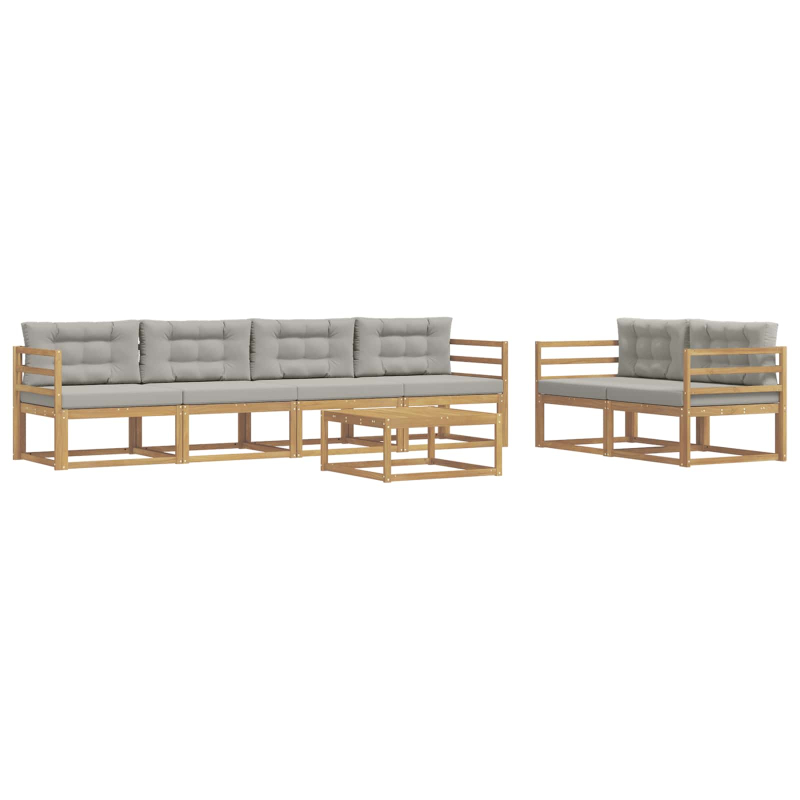 Buiten bankenset met kussen 6 pcs Wit en Lichtgrijs is nu te koop bij PeponiXL, paradijselijk wonen!