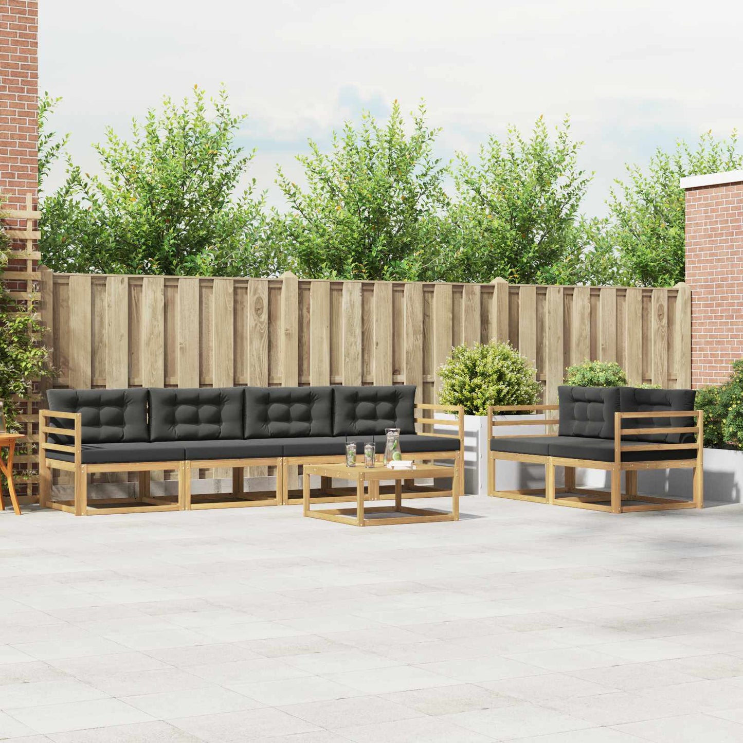 Buiten bankenset met kussen 6 pcs Wit en antracietkleurig is nu te koop bij PeponiXL, paradijselijk wonen!