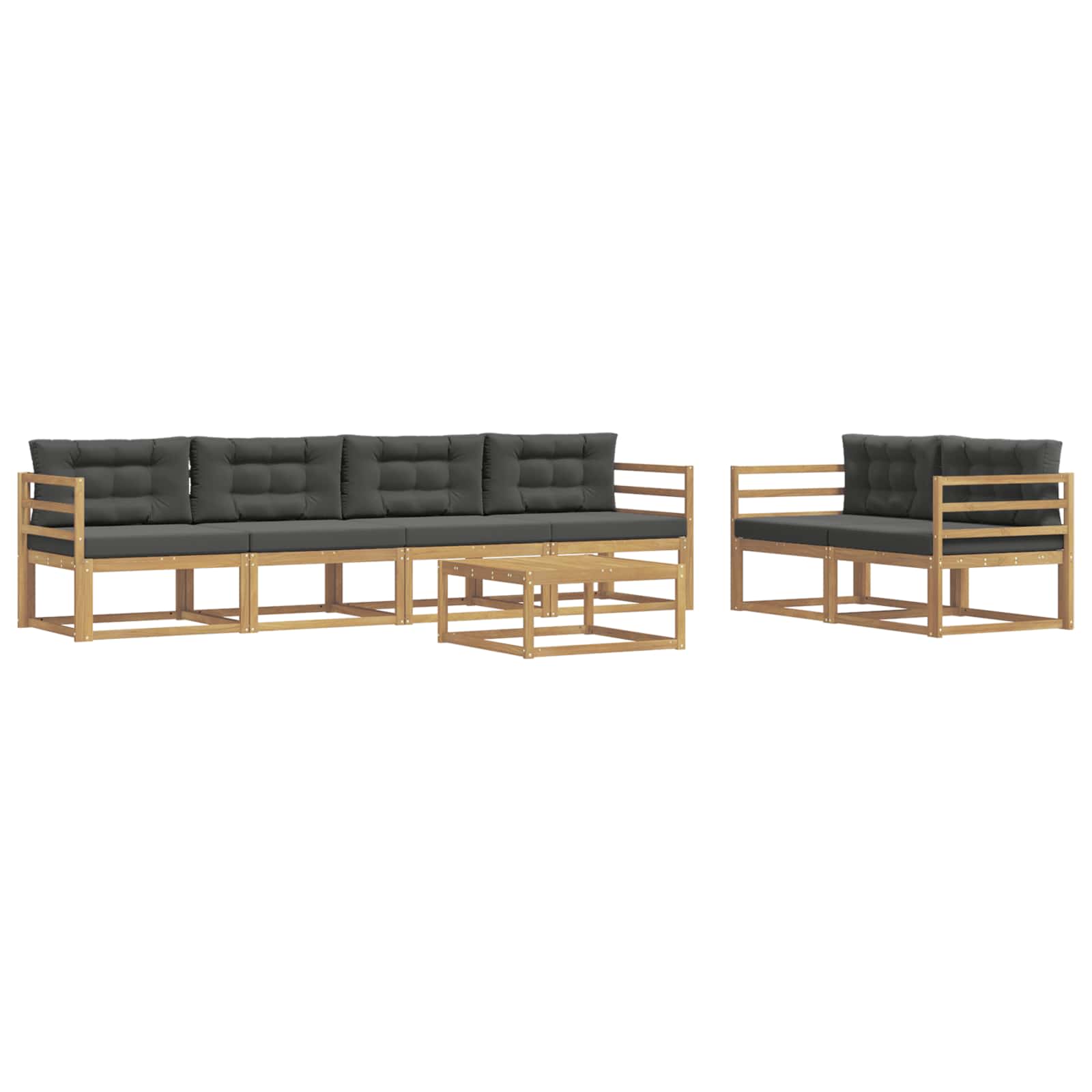 Buiten bankenset met kussen 6 pcs Wit en antracietkleurig is nu te koop bij PeponiXL, paradijselijk wonen!