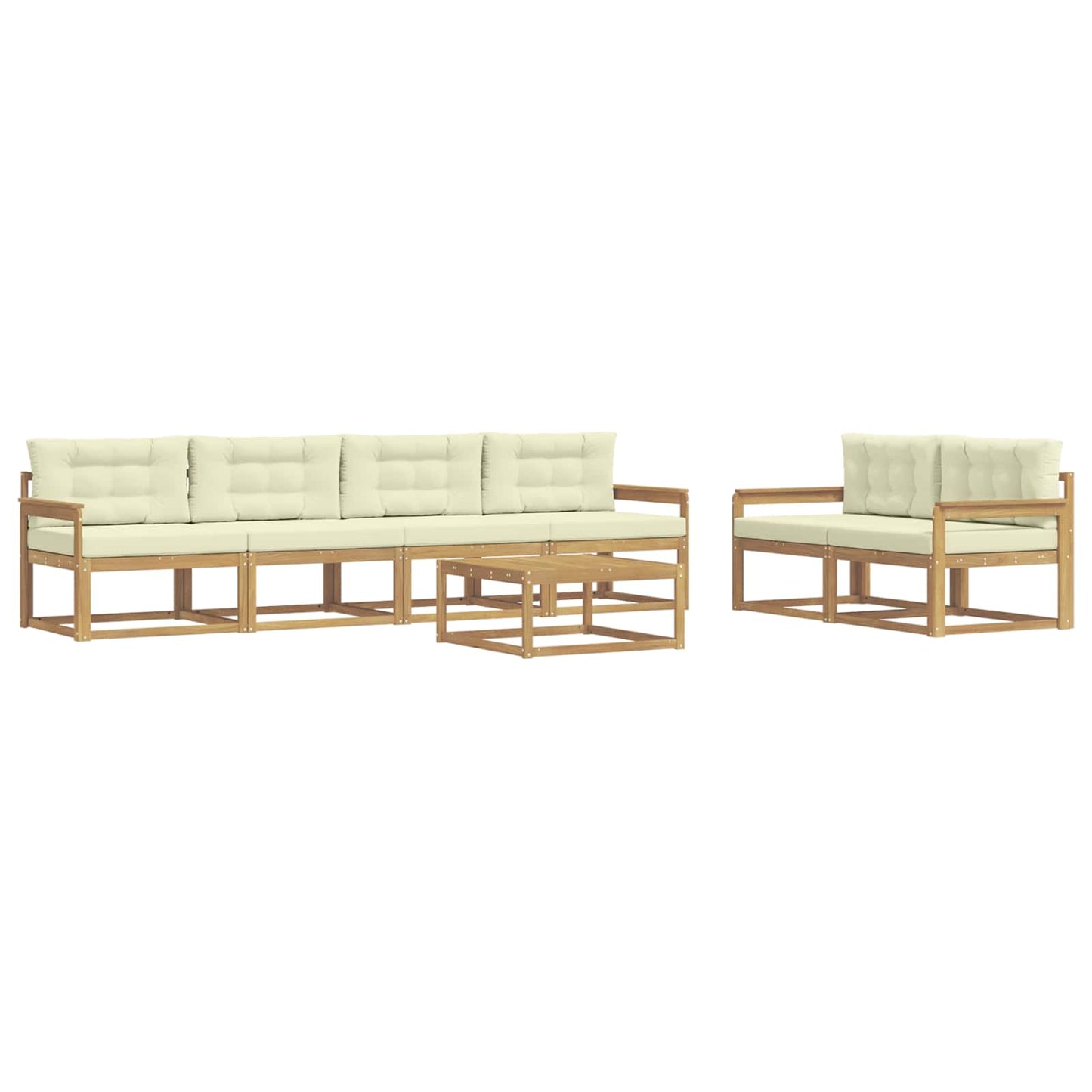 Buiten bankenset met kussen 6 pcs Wit en crèmekleurig is nu te koop bij PeponiXL, paradijselijk wonen!