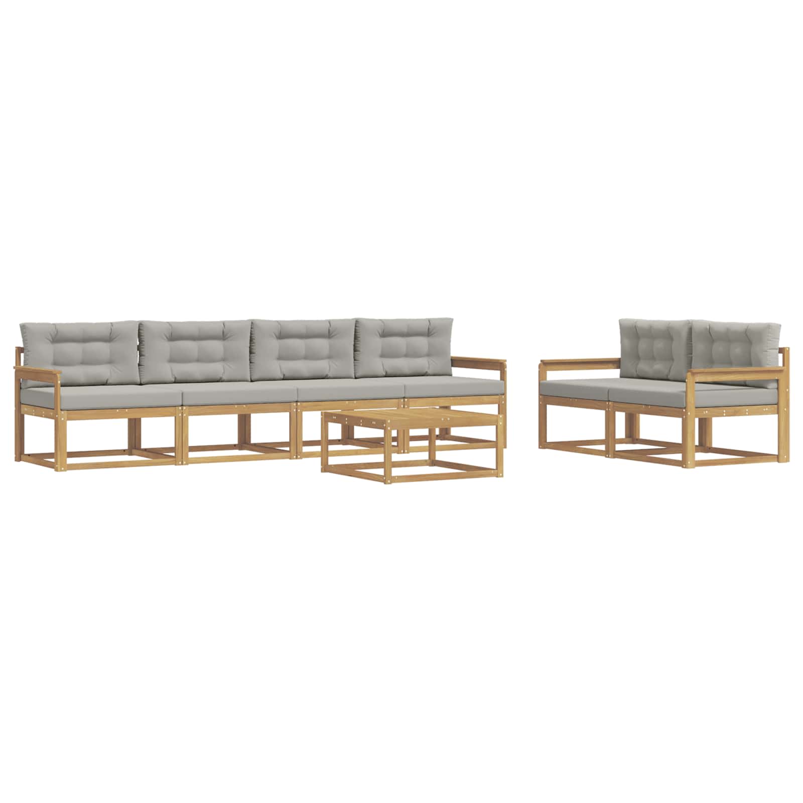 Buiten bankenset met kussen 6 pcs Wit en Lichtgrijs is nu te koop bij PeponiXL, paradijselijk wonen!