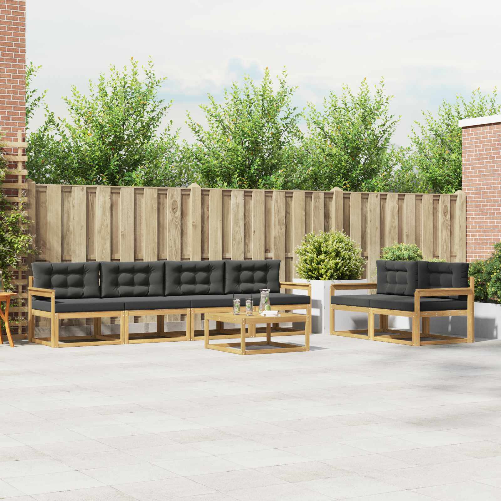 Buiten bankenset met kussen 6 pcs Wit en antracietkleurig is nu te koop bij PeponiXL, paradijselijk wonen!