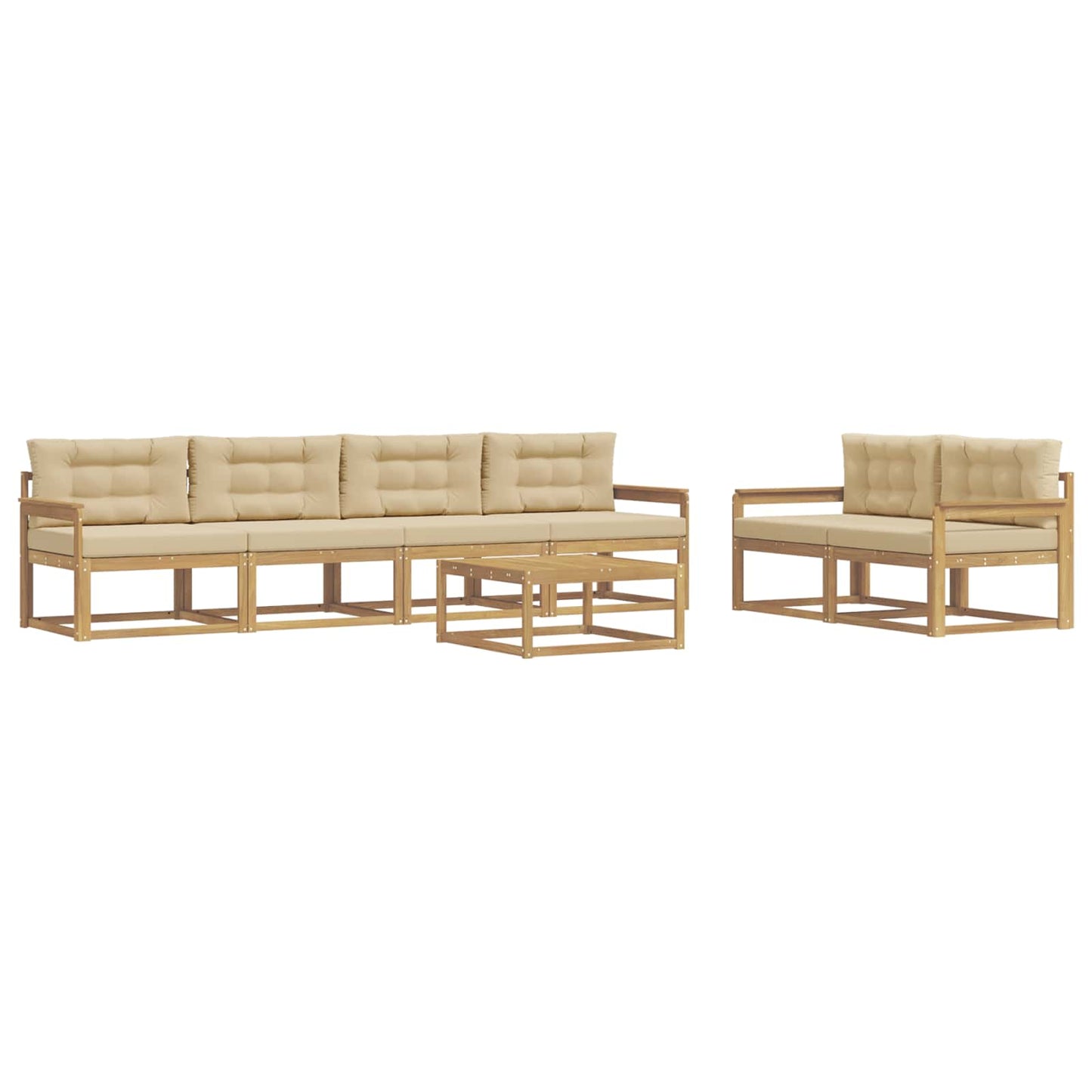 Buiten bankenset met kussen 6 pcs Wit en Beige is nu te koop bij PeponiXL, paradijselijk wonen!