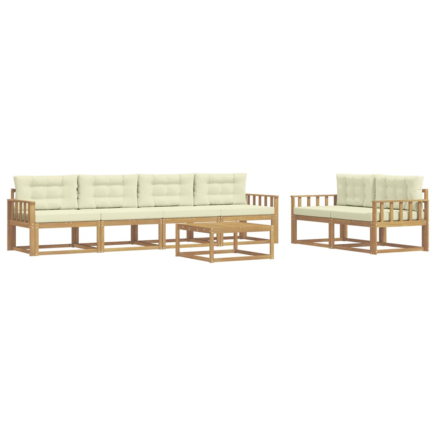 Buiten bankenset met kussen 6 pcs Wit en crèmekleurig is nu te koop bij PeponiXL, paradijselijk wonen!