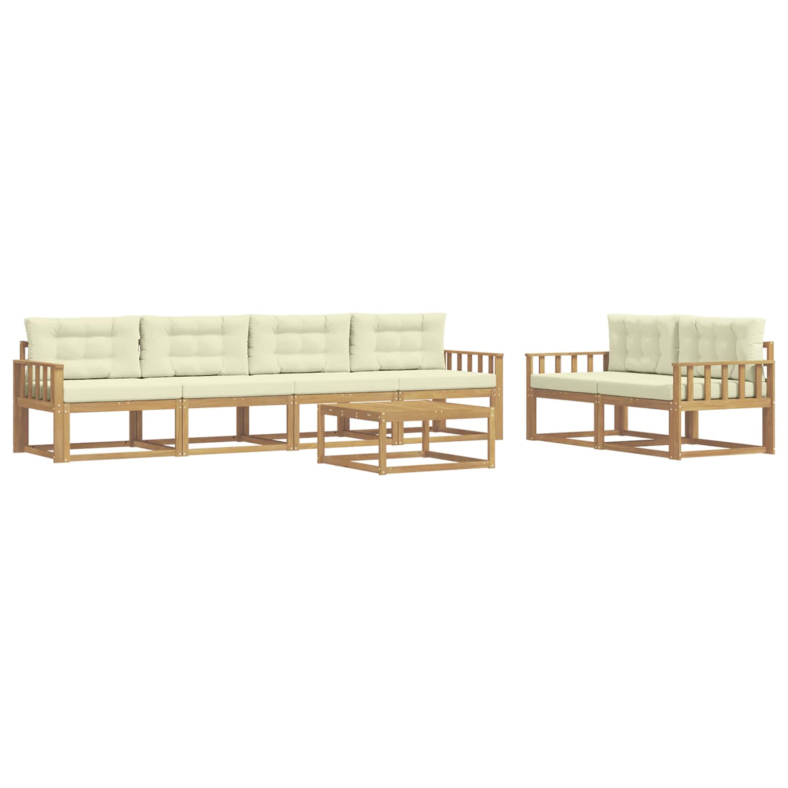 Buiten bankenset met kussen 6 pcs Wit en crèmekleurig is nu te koop bij PeponiXL, paradijselijk wonen!