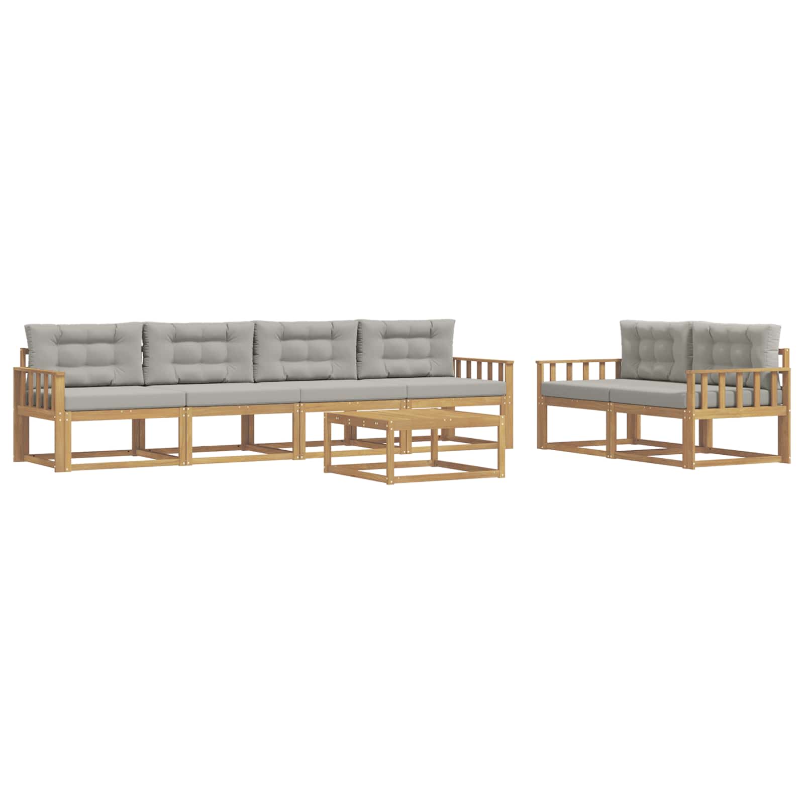 Buiten bankenset met kussen 6 pcs Wit en Lichtgrijs is nu te koop bij PeponiXL, paradijselijk wonen!