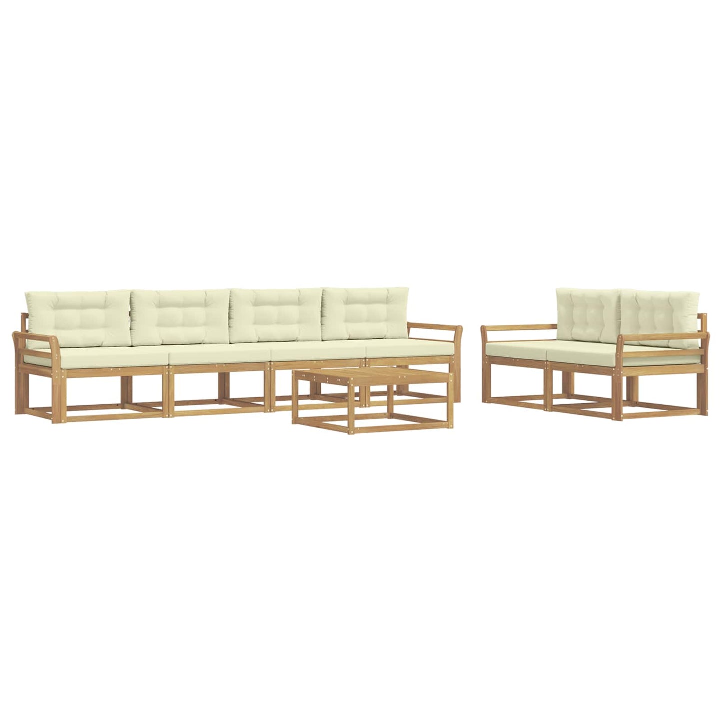 Buiten bankenset met kussen 6 pcs Wit en crèmekleurig is nu te koop bij PeponiXL, paradijselijk wonen!