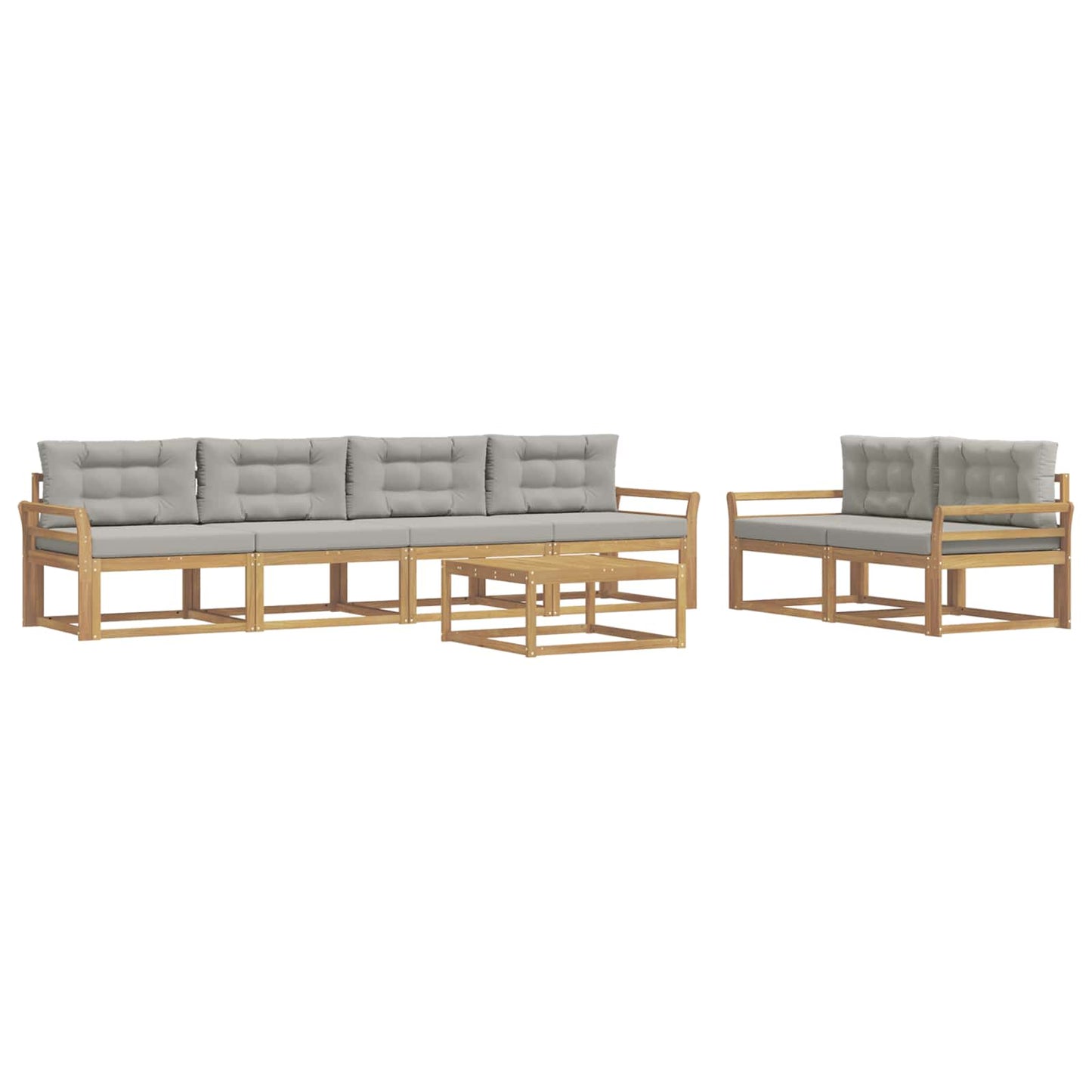 Buiten bankenset met kussen 6 pcs Wit en Lichtgrijs is nu te koop bij PeponiXL, paradijselijk wonen!