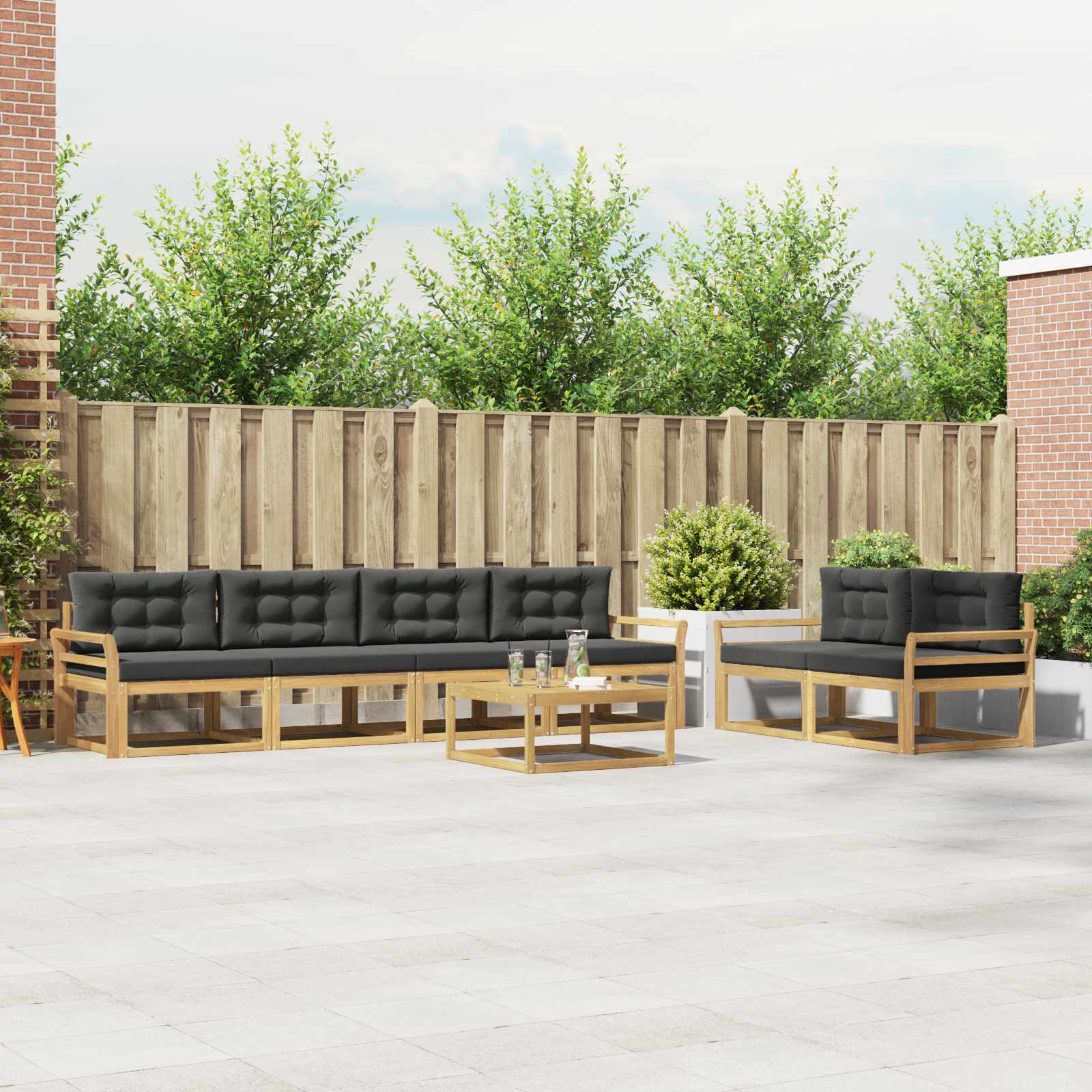 Buiten bankenset met kussen 6 pcs Wit en antracietkleurig is nu te koop bij PeponiXL, paradijselijk wonen!