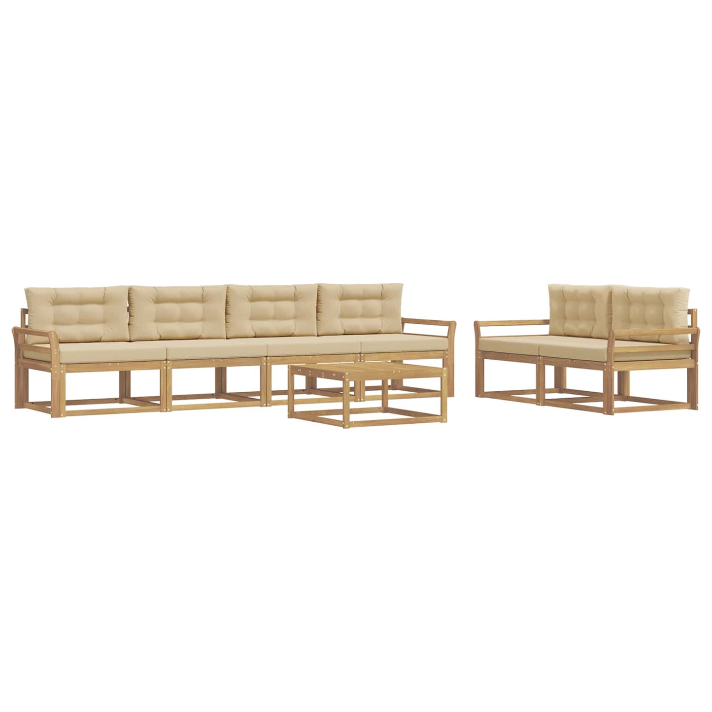 Buiten bankenset met kussen 6 pcs Wit en Beige is nu te koop bij PeponiXL, paradijselijk wonen!