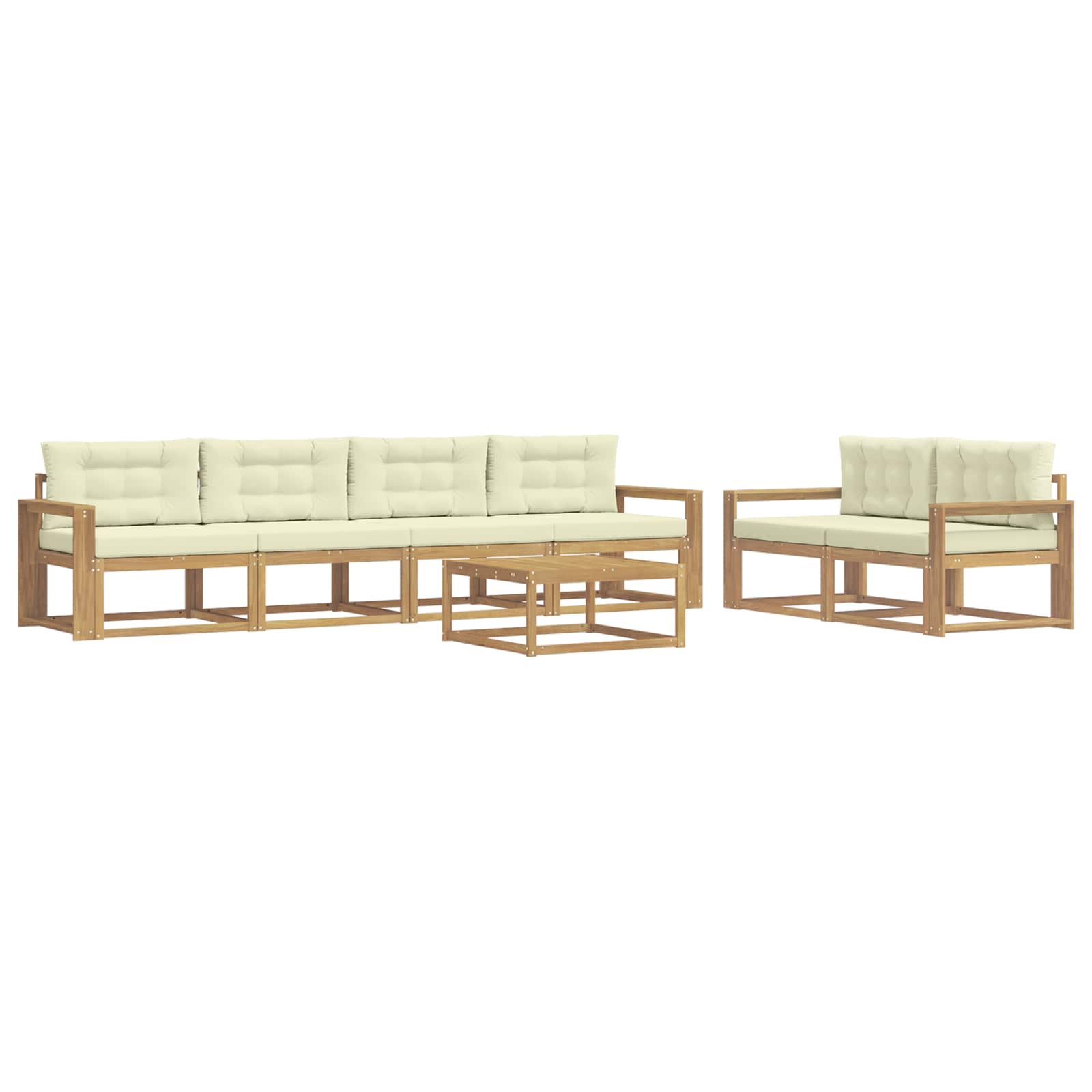 Buiten bankenset met kussen 6 pcs Wit en crèmekleurig is nu te koop bij PeponiXL, paradijselijk wonen!