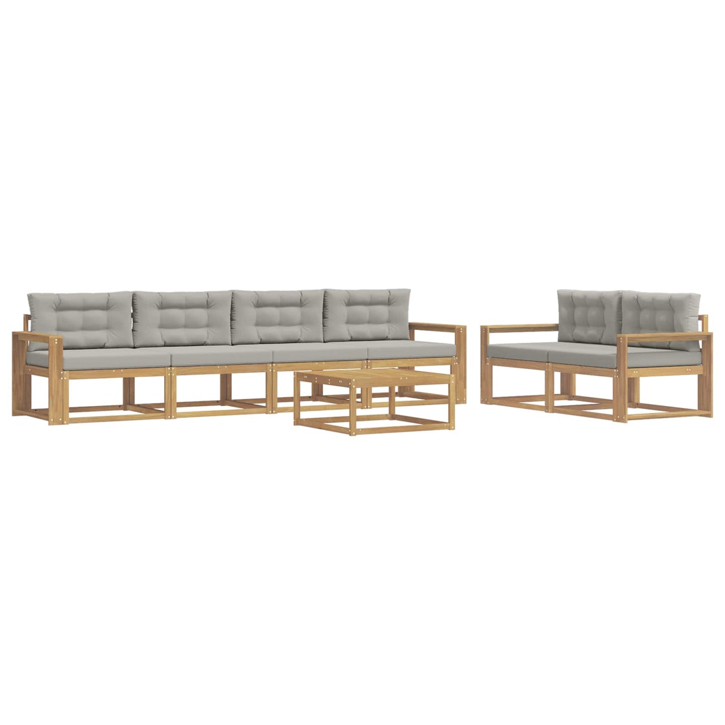 Buiten bankenset met kussen 6 pcs Wit en Lichtgrijs is nu te koop bij PeponiXL, paradijselijk wonen!