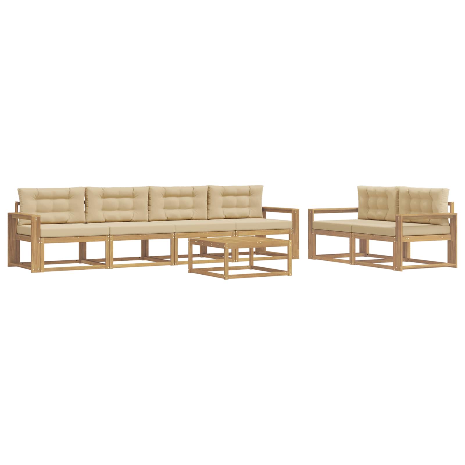 Buiten bankenset met kussen 6 pcs Wit en Beige is nu te koop bij PeponiXL, paradijselijk wonen!
