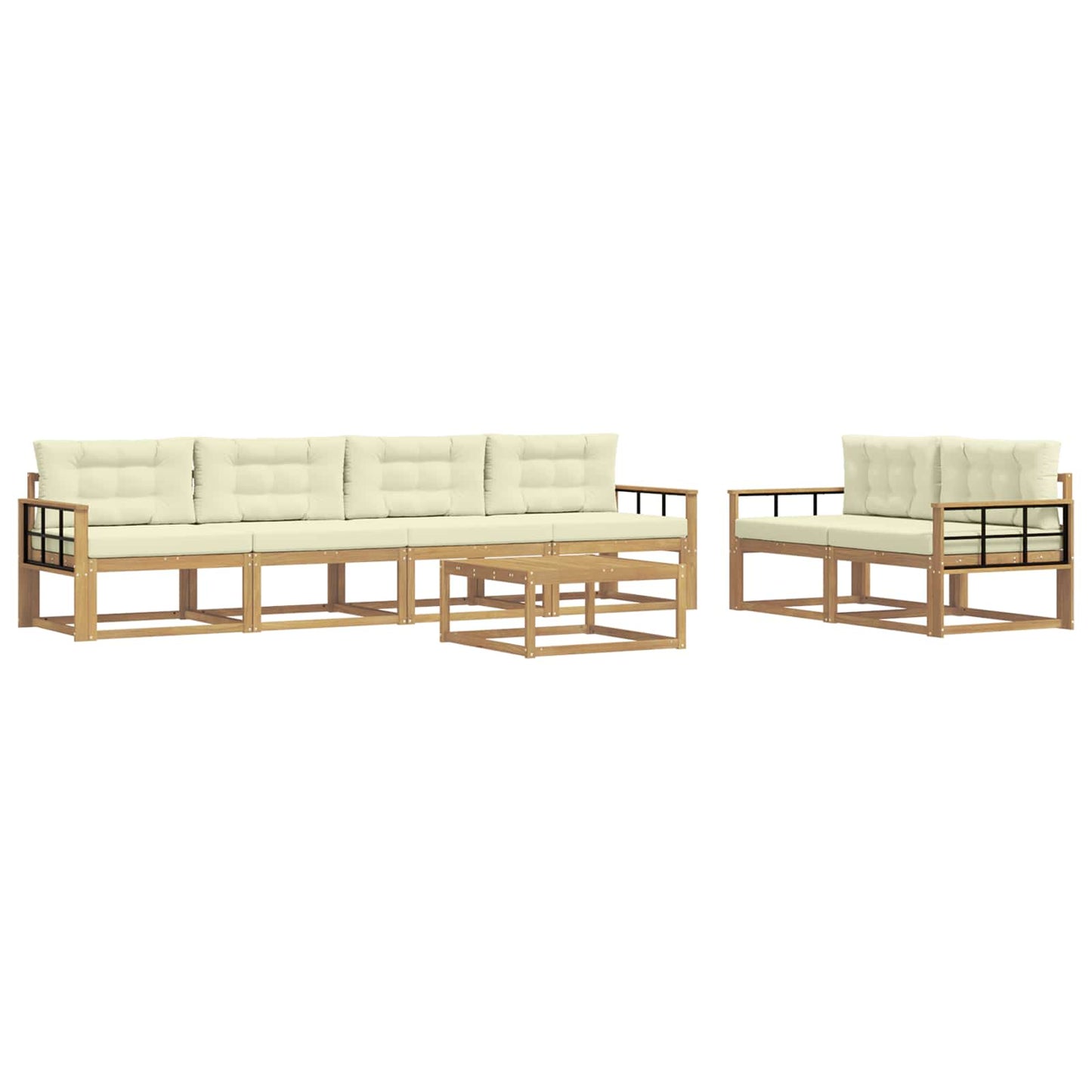 Buiten bankenset met kussen 6 pcs Wit en crèmekleurig is nu te koop bij PeponiXL, paradijselijk wonen!