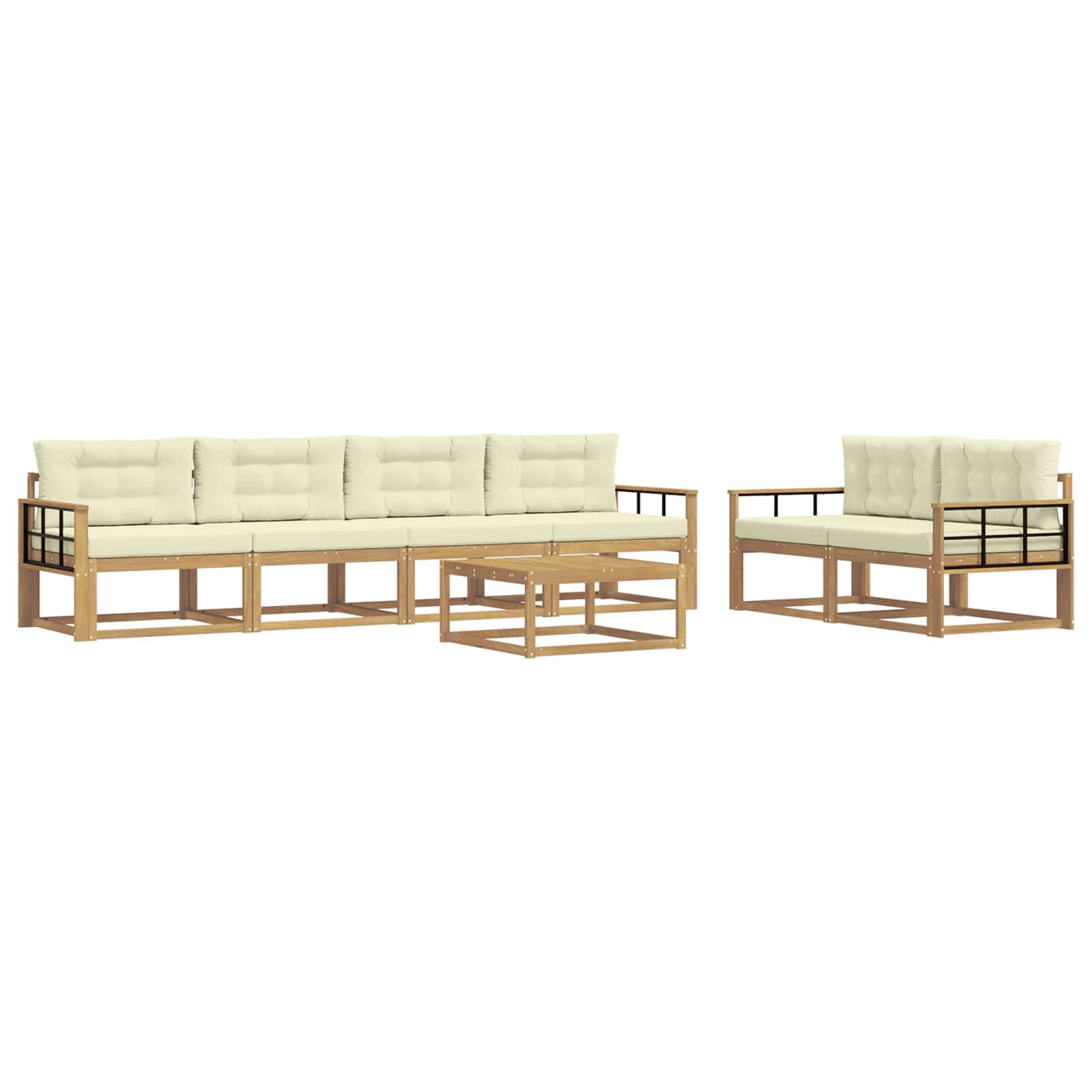 Buiten bankenset met kussen 6 pcs Wit en crèmekleurig is nu te koop bij PeponiXL, paradijselijk wonen!
