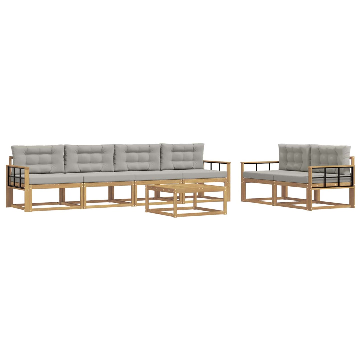 Buiten bankenset met kussen 6 pcs Wit en Lichtgrijs is nu te koop bij PeponiXL, paradijselijk wonen!