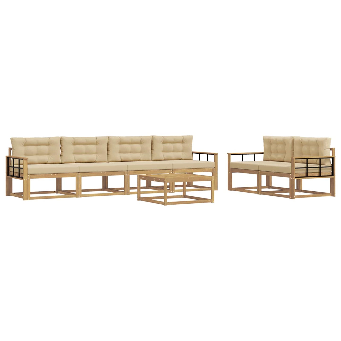 Buiten bankenset met kussen 6 pcs Wit en Beige is nu te koop bij PeponiXL, paradijselijk wonen!