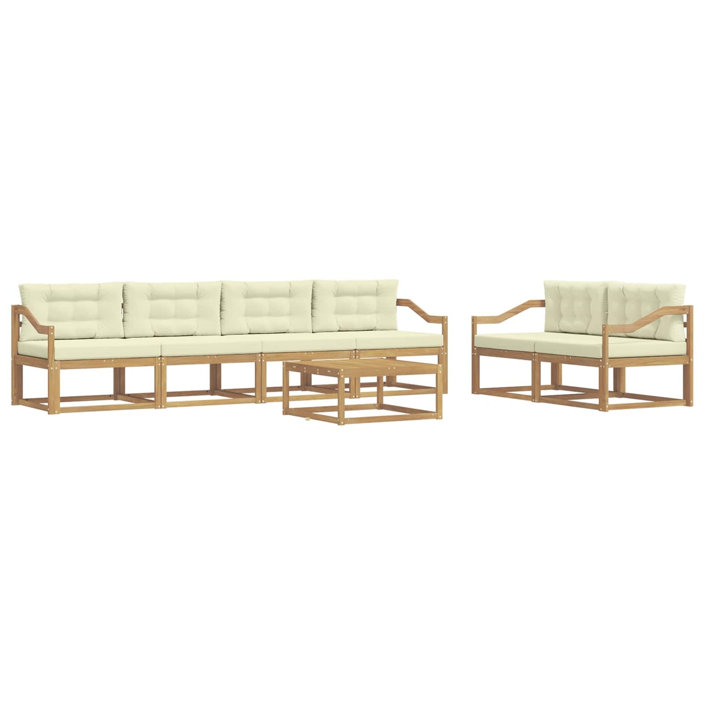 Buiten bankenset met kussen 6 pcs Wit en crèmekleurig is nu te koop bij PeponiXL, paradijselijk wonen!