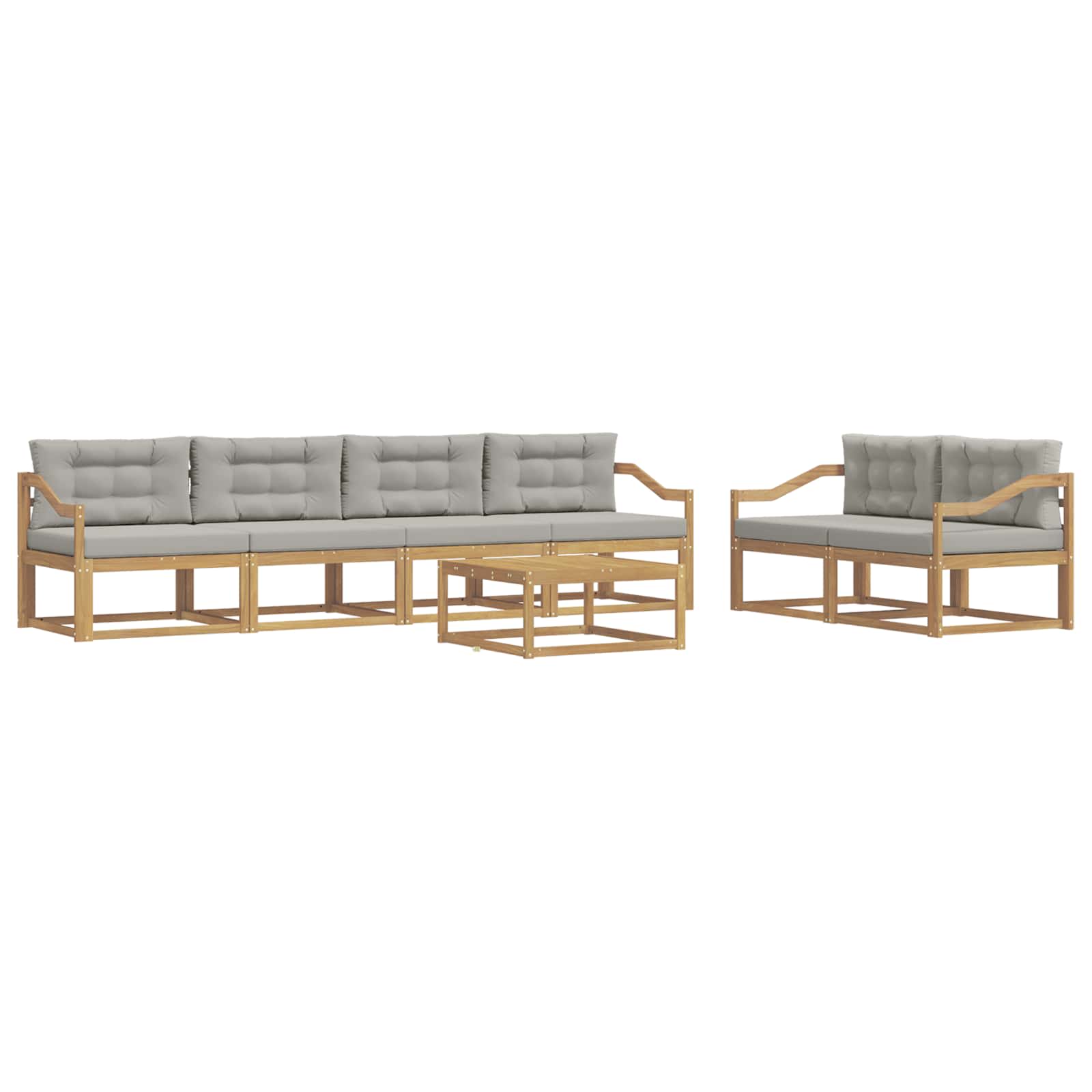 Buiten bankenset met kussen 6 pcs Wit en Lichtgrijs is nu te koop bij PeponiXL, paradijselijk wonen!
