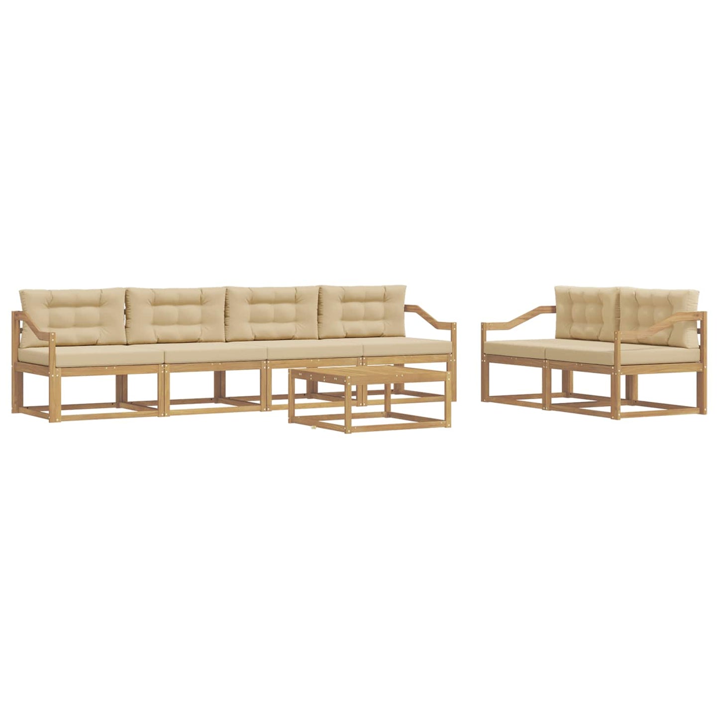 Buiten bankenset met kussen 6 pcs Wit en Beige is nu te koop bij PeponiXL, paradijselijk wonen!