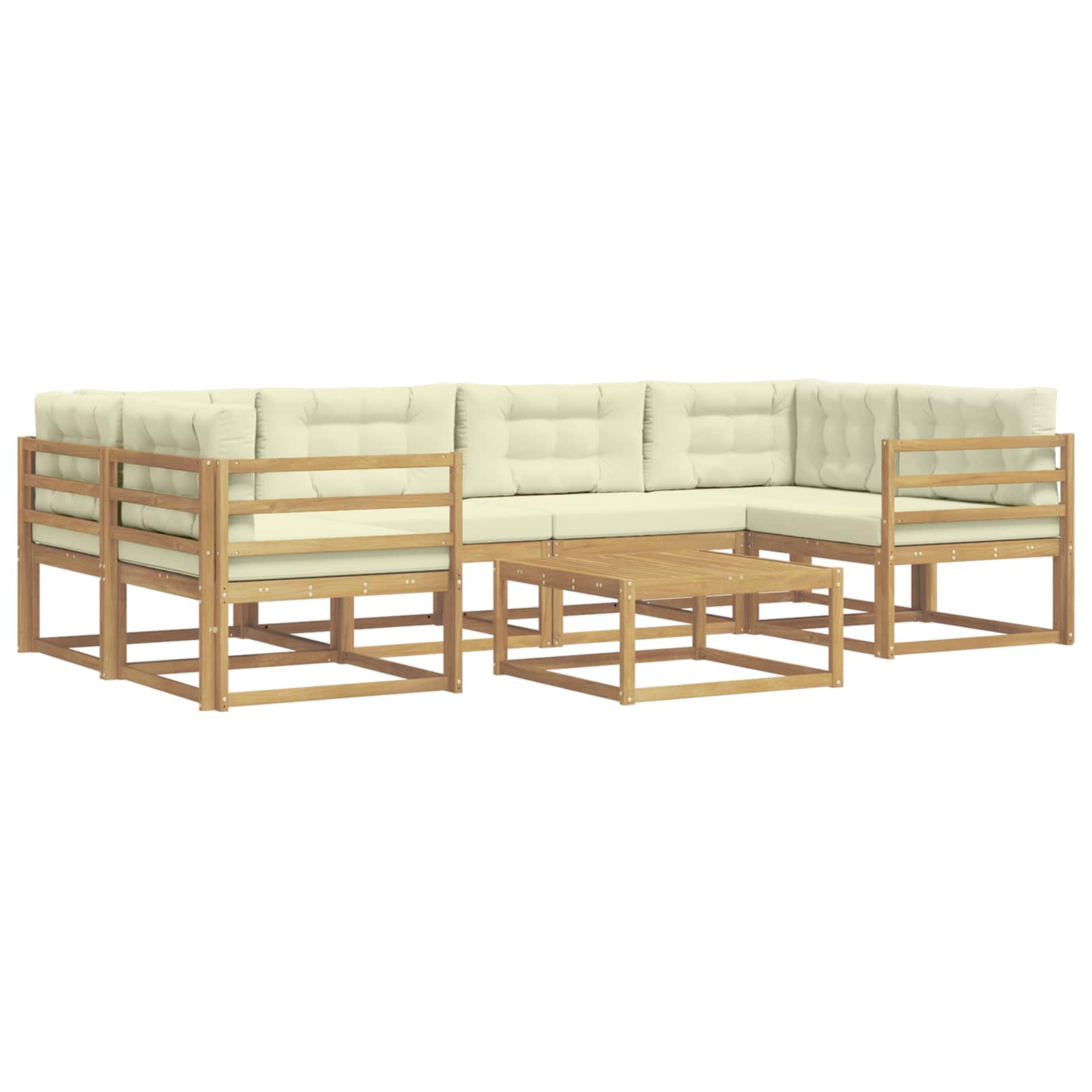 Buiten bankenset met kussen 5 pcs Wit en crèmekleurig is nu te koop bij PeponiXL, paradijselijk wonen!
