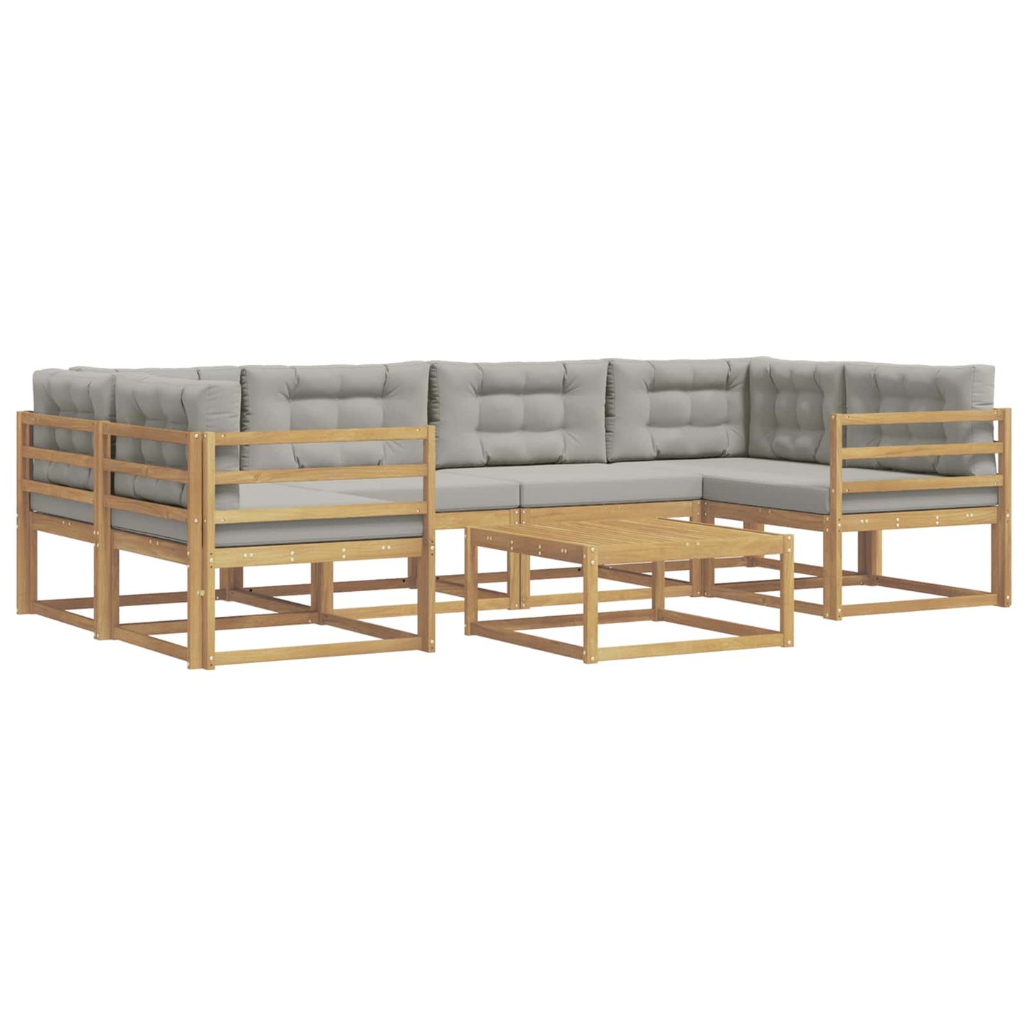 Buiten bankenset met kussen 5 pcs Wit en Lichtgrijs is nu te koop bij PeponiXL, paradijselijk wonen!