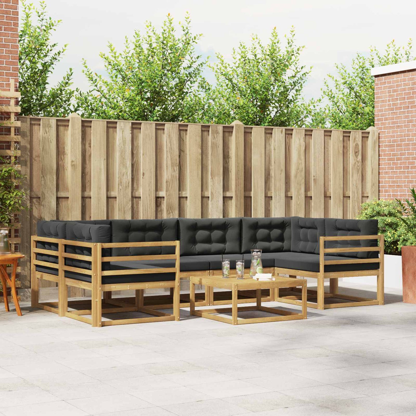 Buiten bankenset met kussen 5 pcs Wit en antracietkleurig is nu te koop bij PeponiXL, paradijselijk wonen!