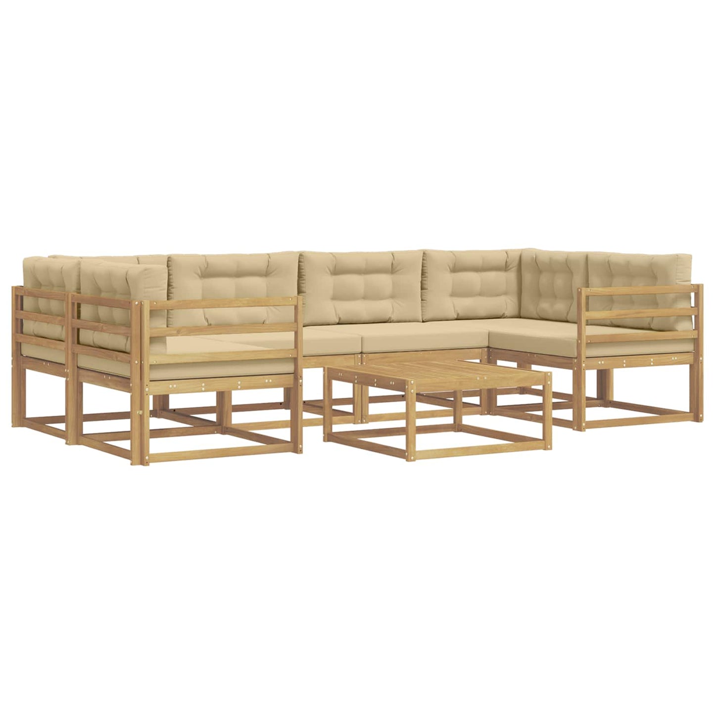 Buiten bankenset met kussen 5 pcs Wit en Beige is nu te koop bij PeponiXL, paradijselijk wonen!