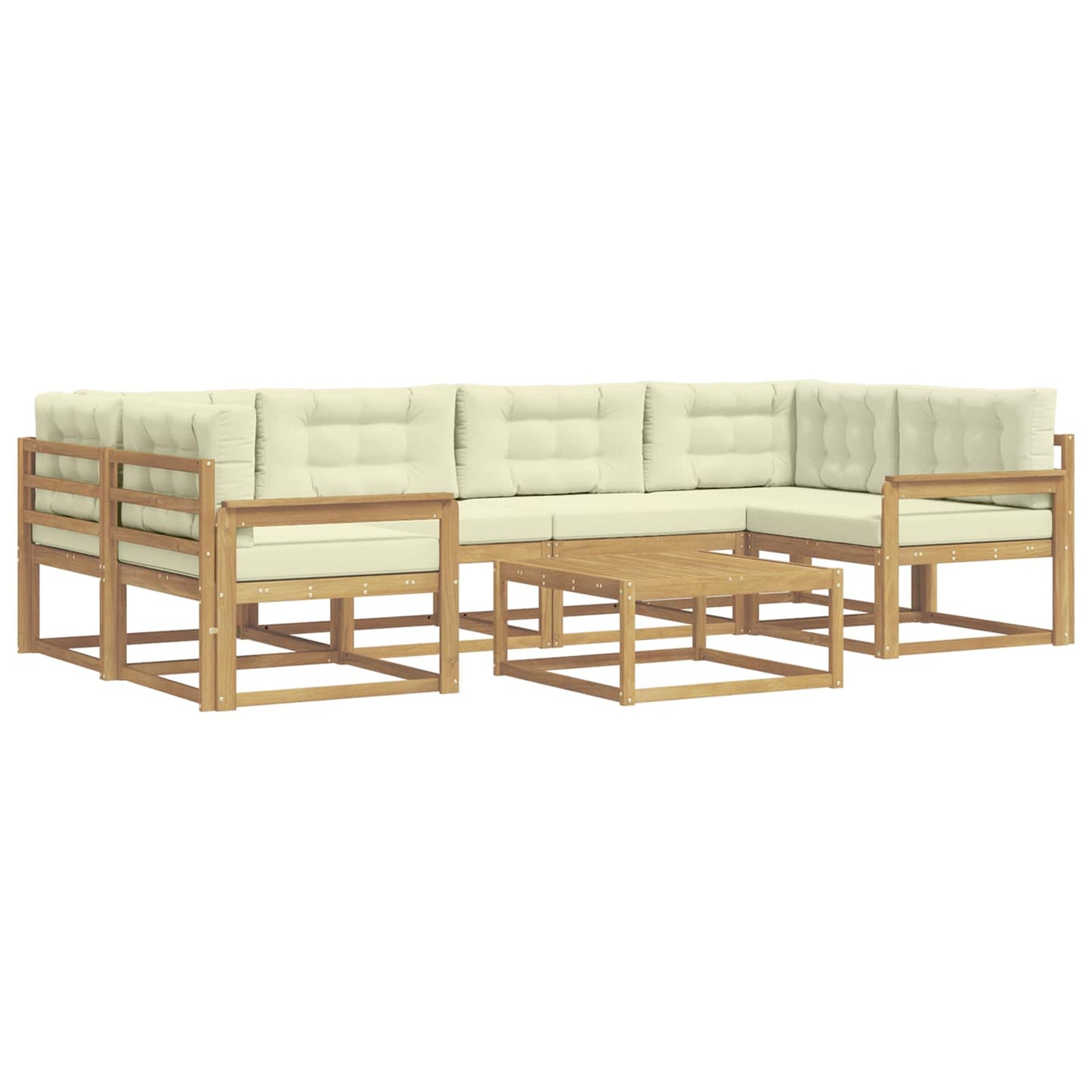 Buiten bankenset met kussen 5 pcs Wit en crèmekleurig is nu te koop bij PeponiXL, paradijselijk wonen!