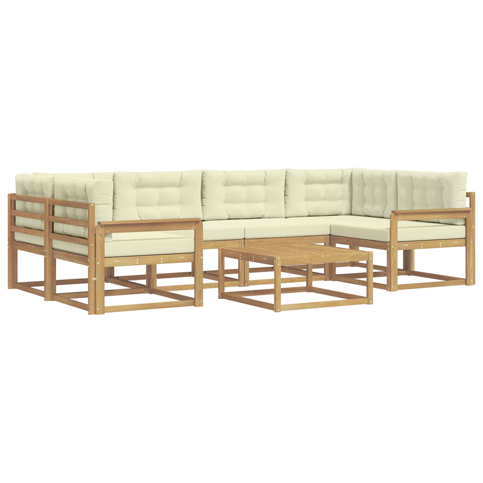 Buiten bankenset met kussen 5 pcs Wit en crèmekleurig is nu te koop bij PeponiXL, paradijselijk wonen!