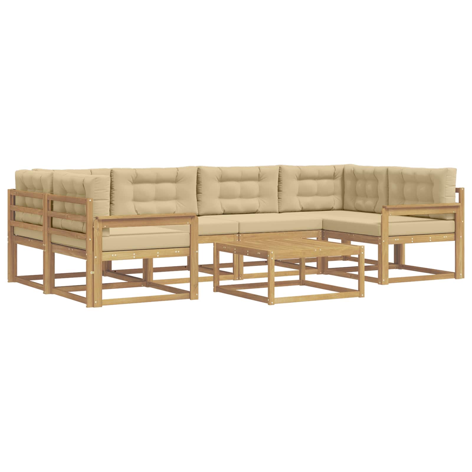 Buiten bankenset met kussen 5 pcs Wit en Beige is nu te koop bij PeponiXL, paradijselijk wonen!