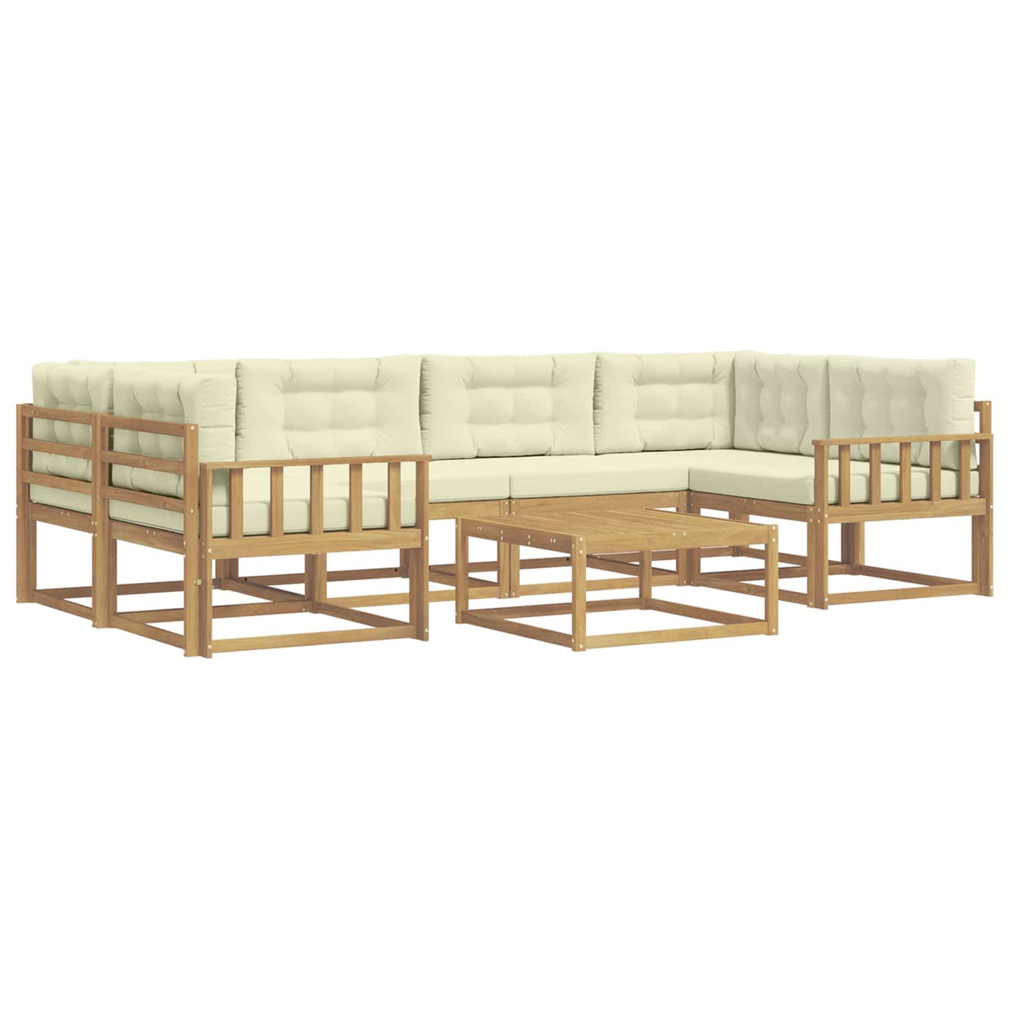 Buiten bankenset met kussen 5 pcs Wit en crèmekleurig is nu te koop bij PeponiXL, paradijselijk wonen!