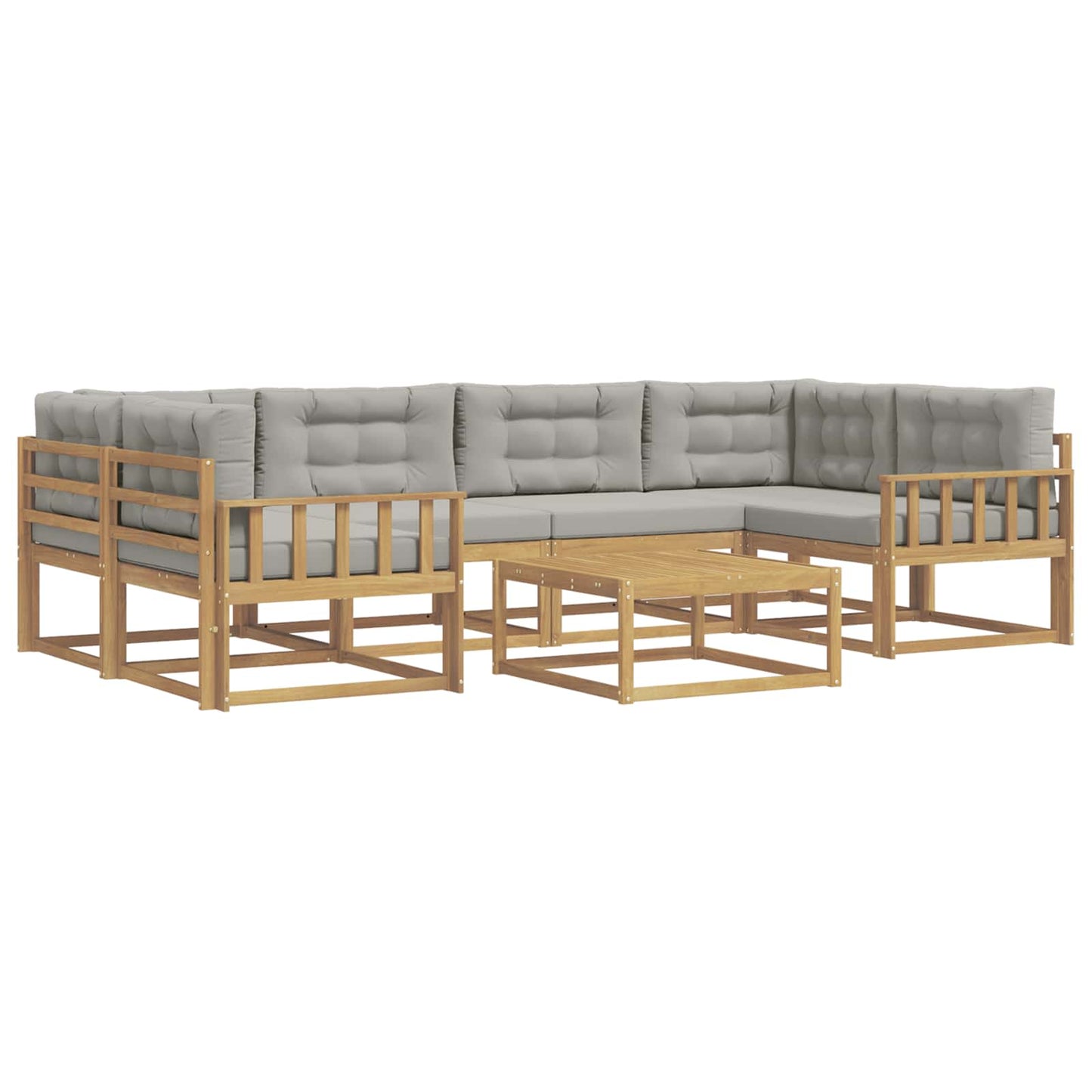 Buiten bankenset met kussen 5 pcs Wit en Lichtgrijs is nu te koop bij PeponiXL, paradijselijk wonen!