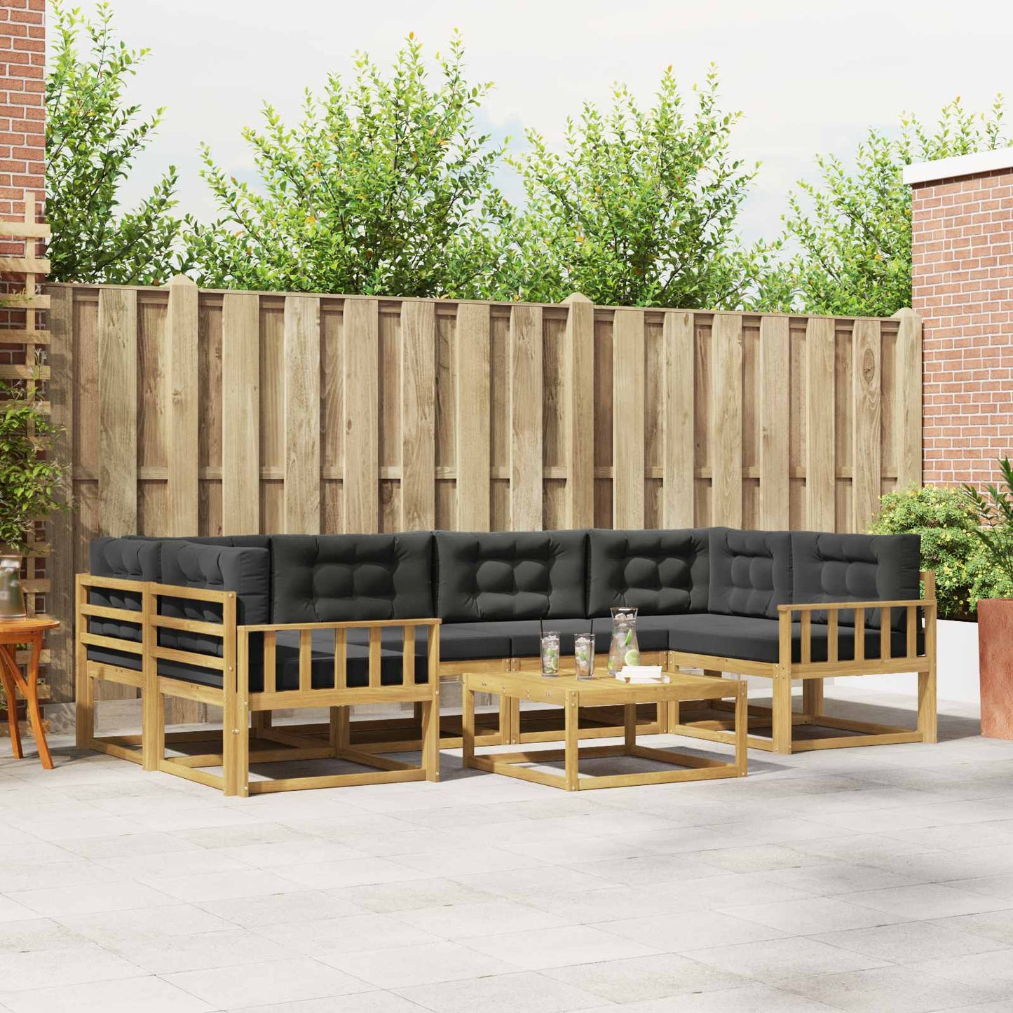 Buiten bankenset met kussen 5 pcs Wit en antracietkleurig is nu te koop bij PeponiXL, paradijselijk wonen!