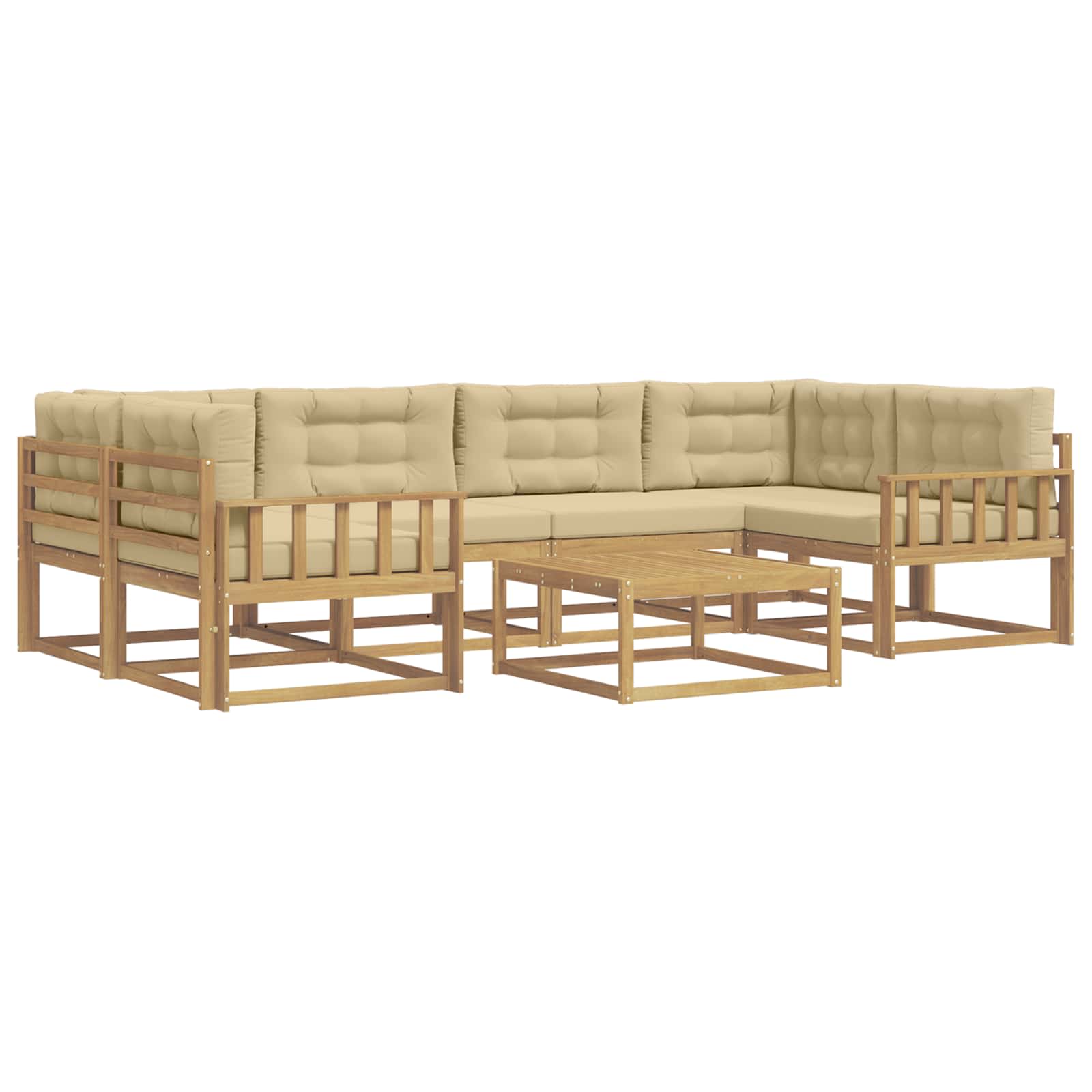 Buiten bankenset met kussen 5 pcs Wit en Beige is nu te koop bij PeponiXL, paradijselijk wonen!
