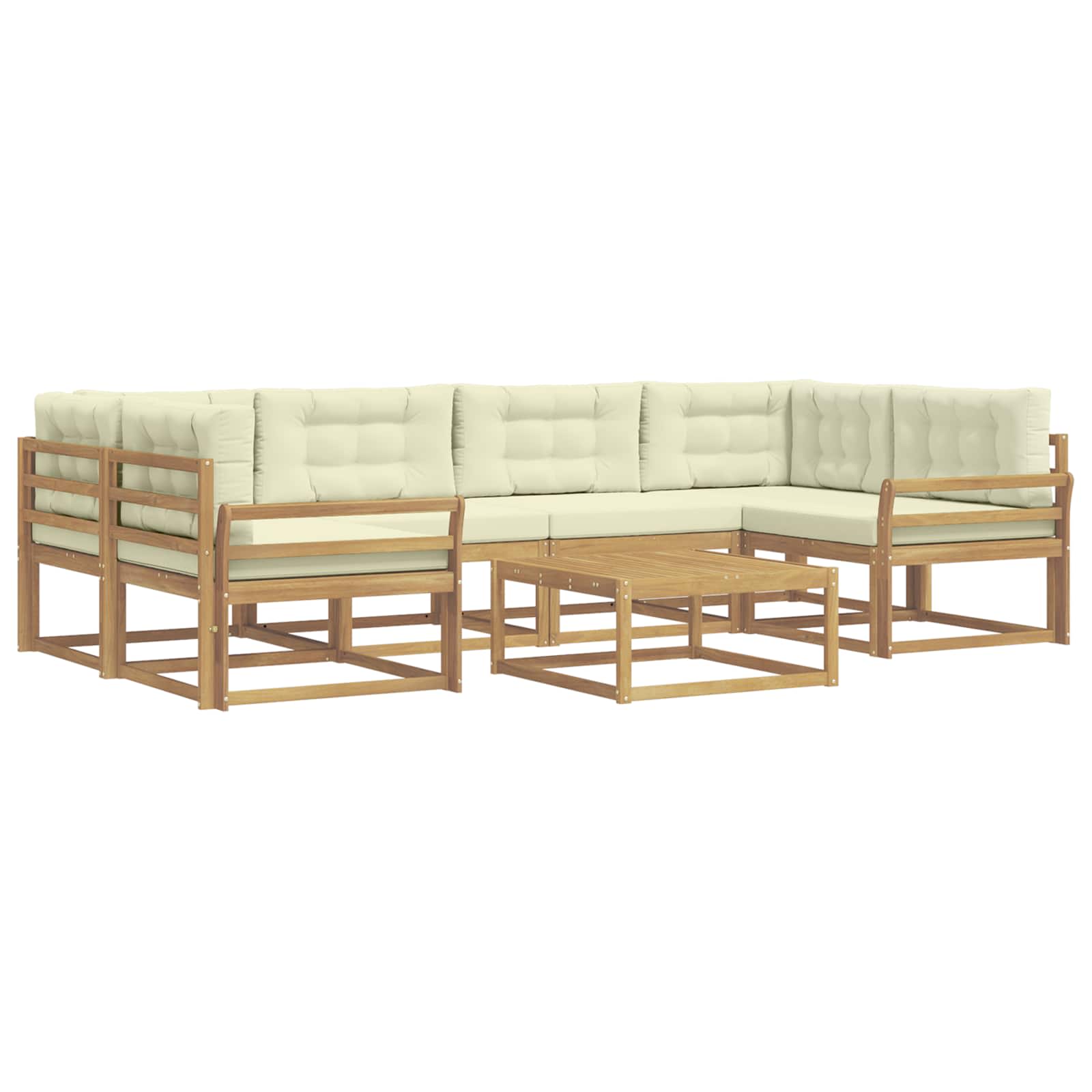 Buiten bankenset met kussen 5 pcs Wit en crèmekleurig is nu te koop bij PeponiXL, paradijselijk wonen!