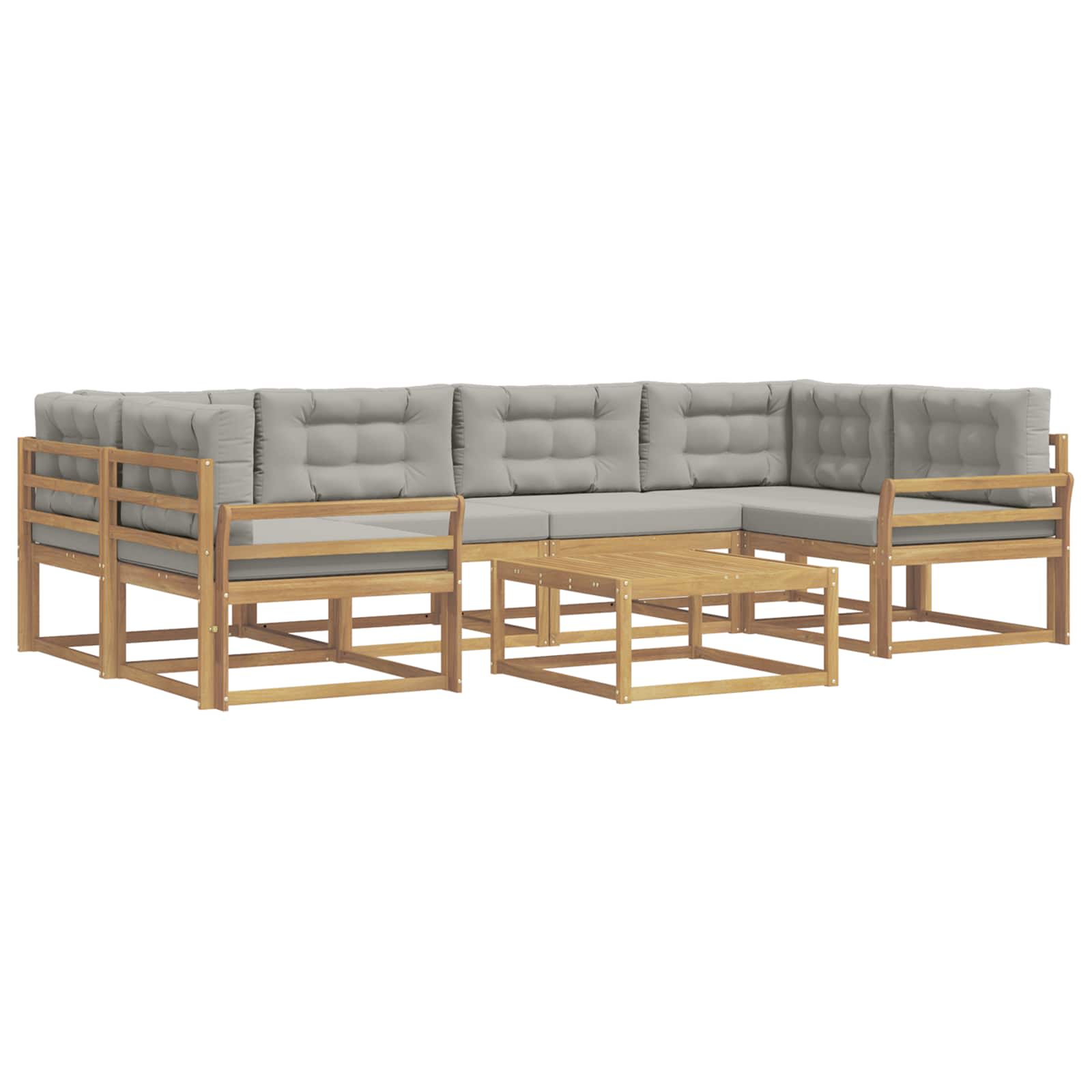 Buiten bankenset met kussen 5 pcs Wit en Lichtgrijs is nu te koop bij PeponiXL, paradijselijk wonen!