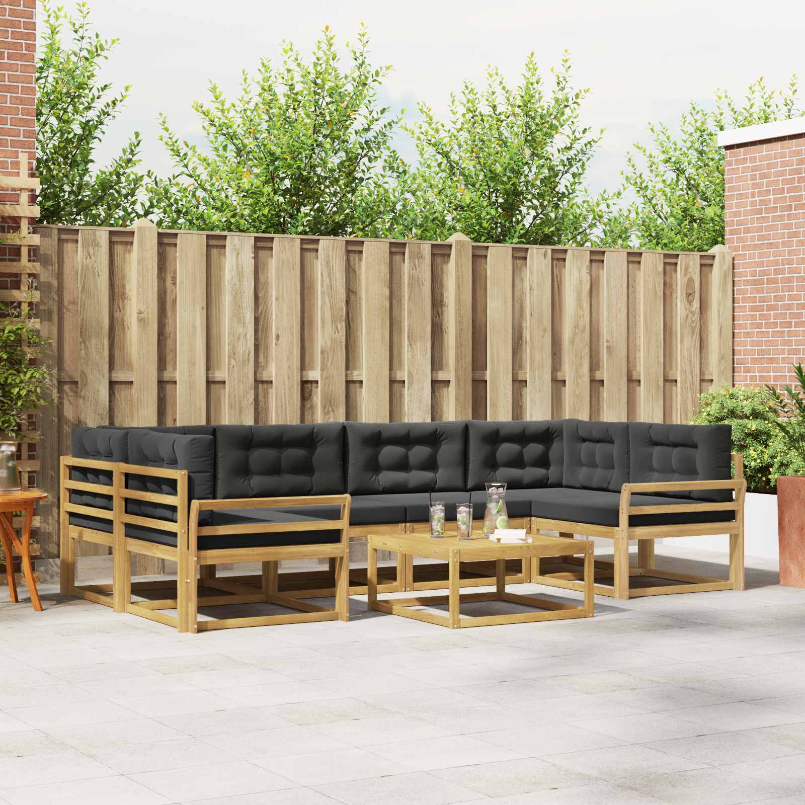 Buiten bankenset met kussen 5 pcs Wit en antracietkleurig is nu te koop bij PeponiXL, paradijselijk wonen!