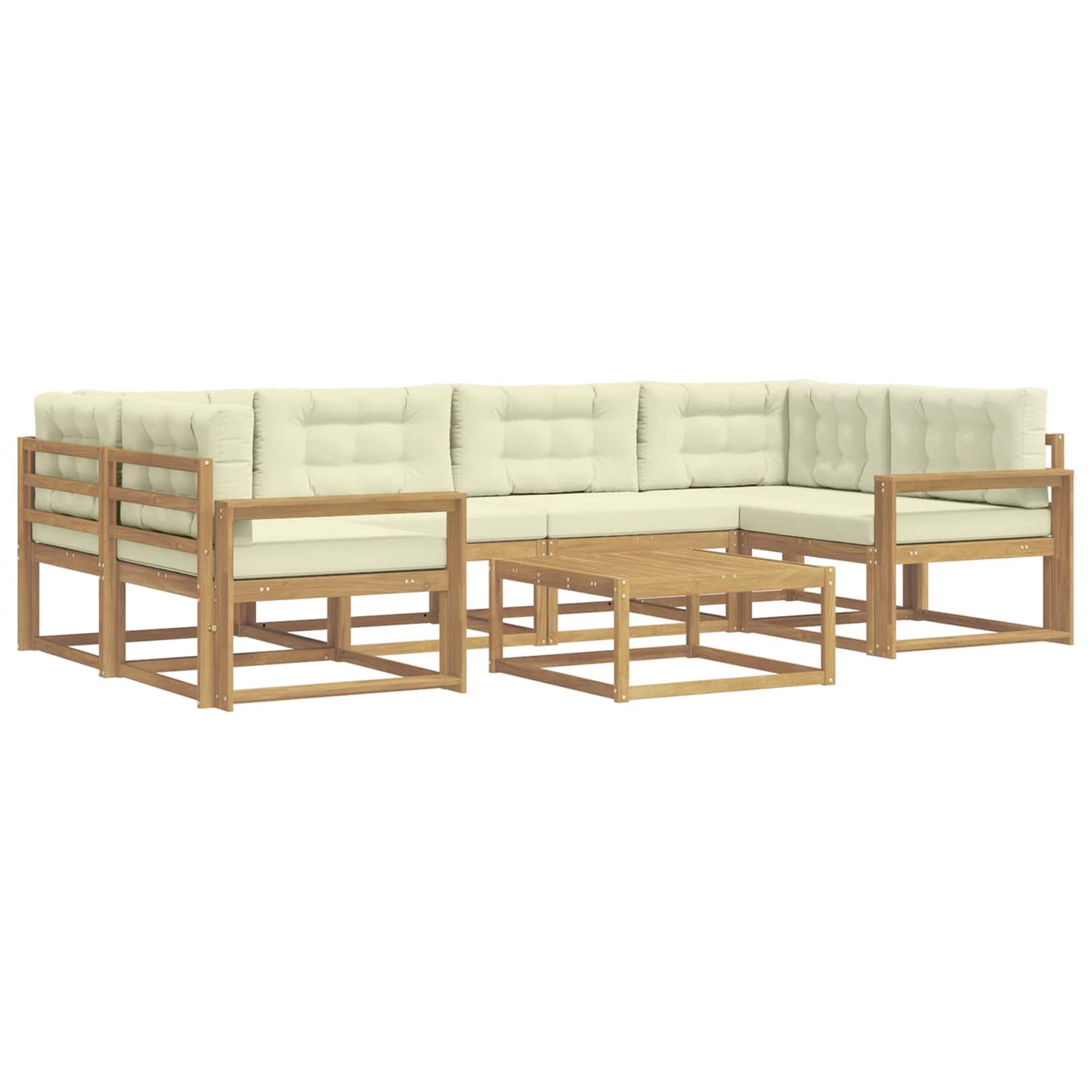 Buiten bankenset met kussen 5 pcs Wit en crèmekleurig is nu te koop bij PeponiXL, paradijselijk wonen!