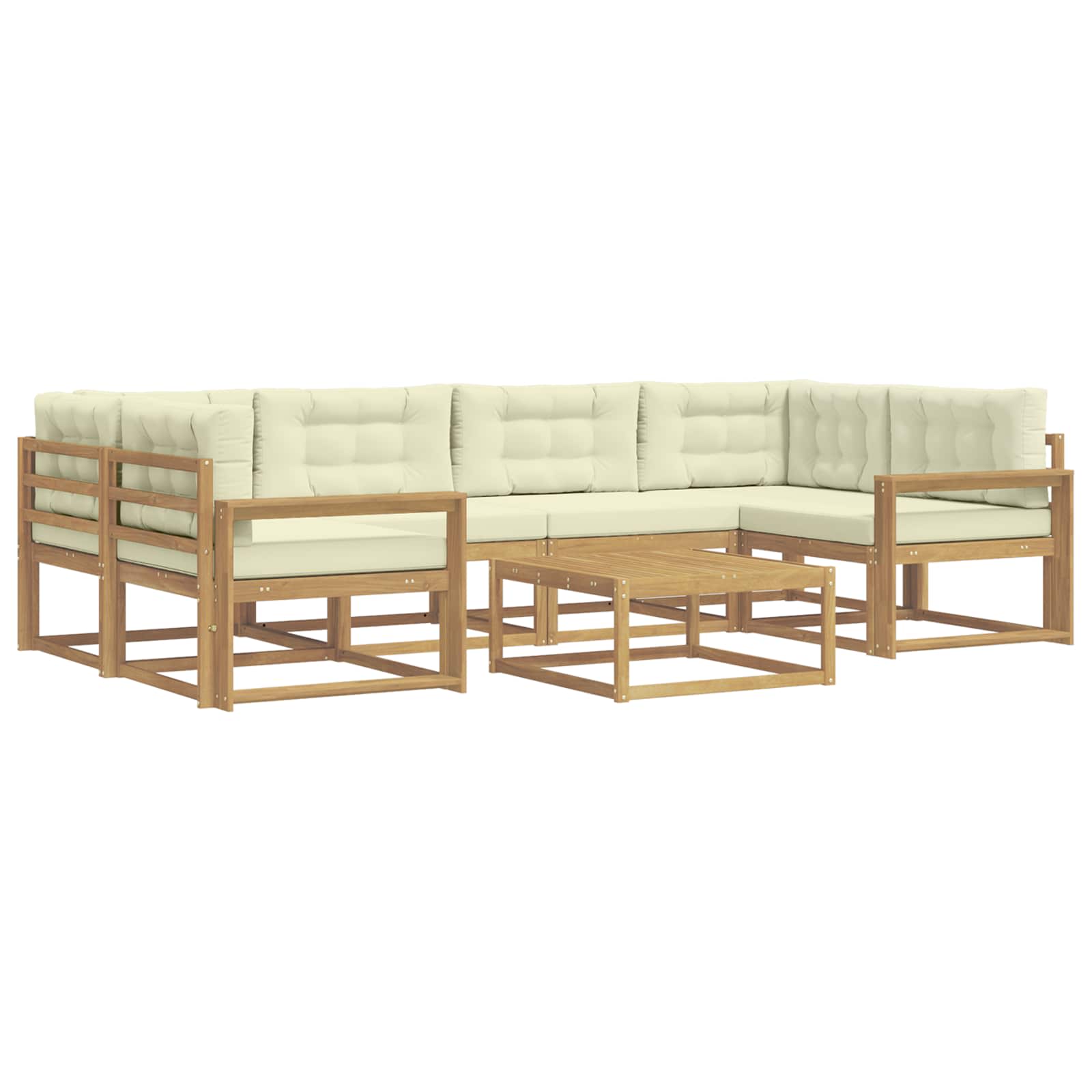 Buiten bankenset met kussen 5 pcs Wit en crèmekleurig is nu te koop bij PeponiXL, paradijselijk wonen!